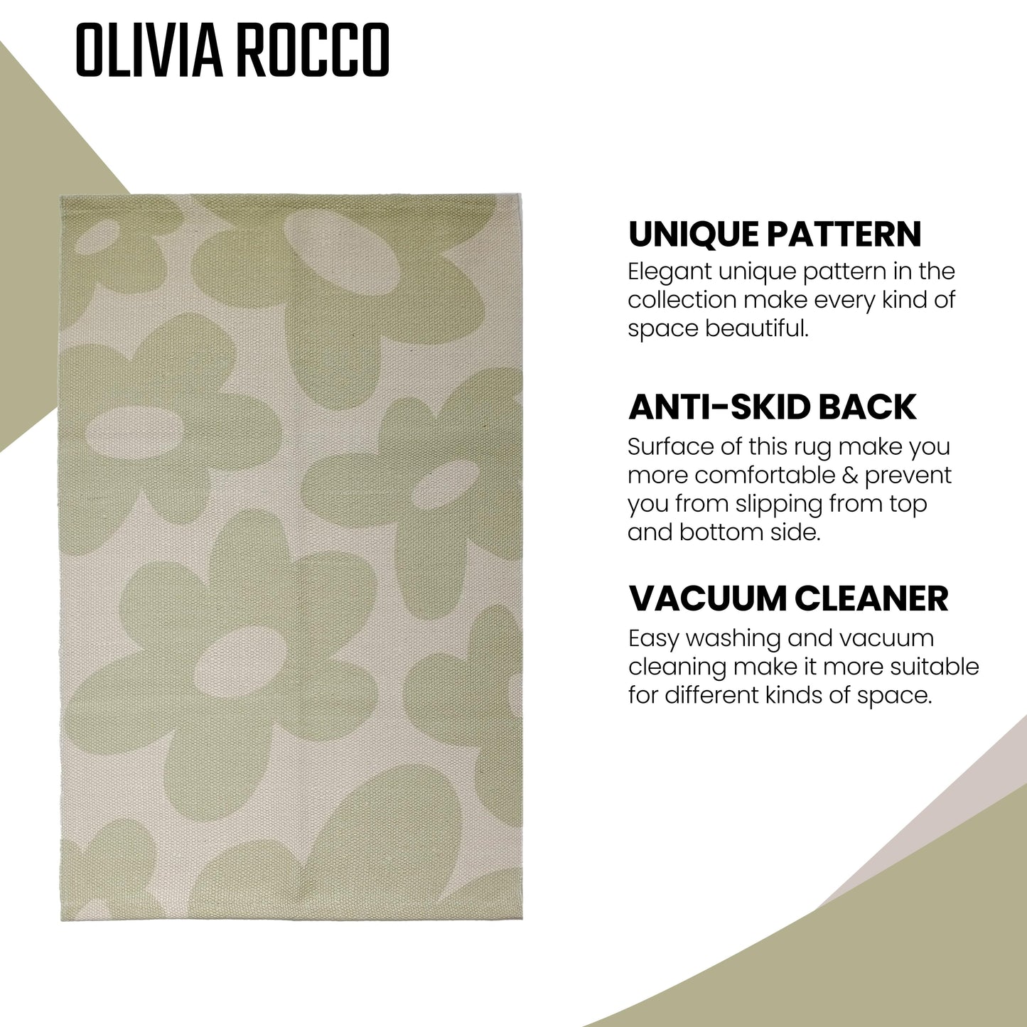 Printed Rug Jardin Design Modern Non-Slip Soft Durable Floor Rug for Living Room Bedroom Office by OLIVIA ROCCO Rugs