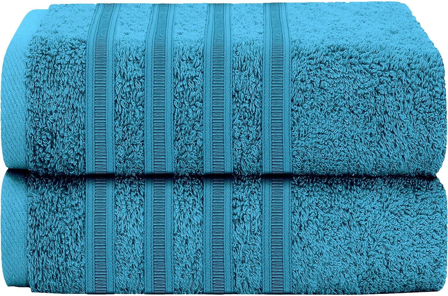 Ritz Viscose Stripe Super Soft Cotton Luxury Absorbent Towels, Jumbo Bath Sheet Packs & Towel Bale Sets Available by OLIVIA ROCCO 2 PK JUMBO BATH SHEET / TEAL Towels