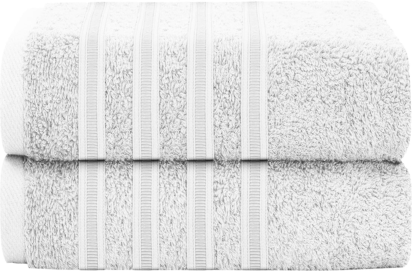 Ritz Viscose Stripe Super Soft Cotton Luxury Absorbent Towels, Jumbo Bath Sheet Packs & Towel Bale Sets Available by OLIVIA ROCCO 2 PK JUMBO BATH SHEET / WHITE Towels