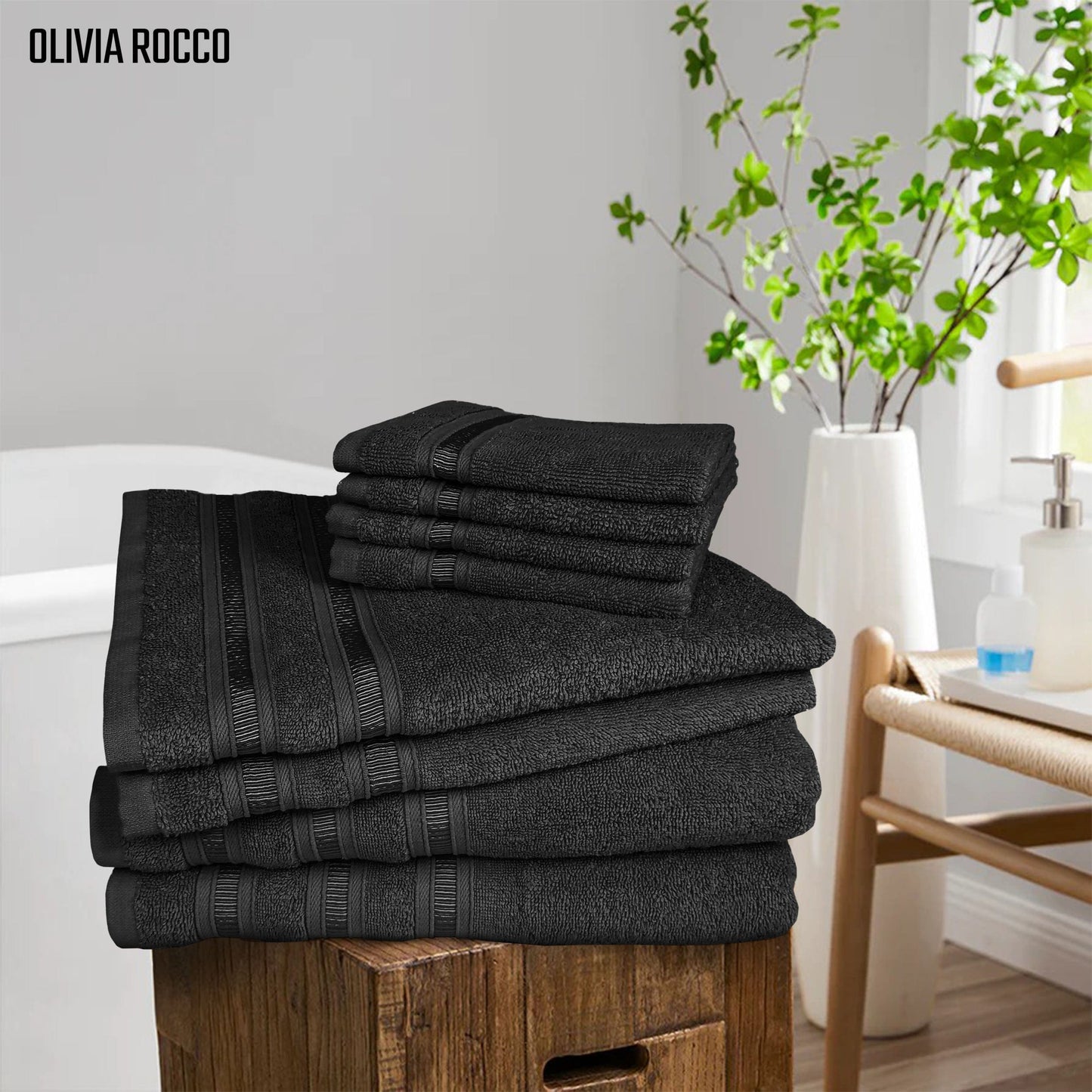 Ritz Viscose Stripe Super Soft Cotton Luxury Absorbent Towels, Jumbo Bath Sheet Packs & Towel Bale Sets Available by OLIVIA ROCCO Towels