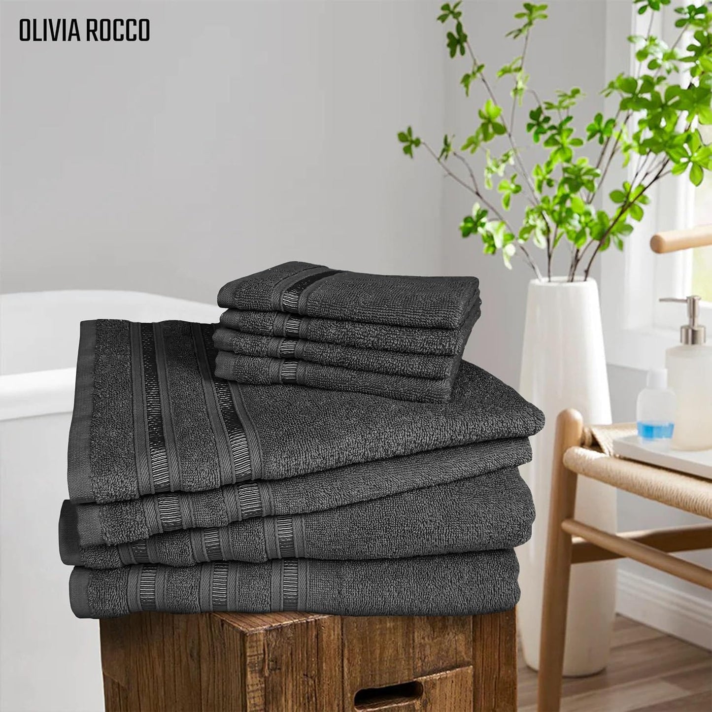 Ritz Viscose Stripe Super Soft Cotton Luxury Absorbent Towels, Jumbo Bath Sheet Packs & Towel Bale Sets Available by OLIVIA ROCCO Towels