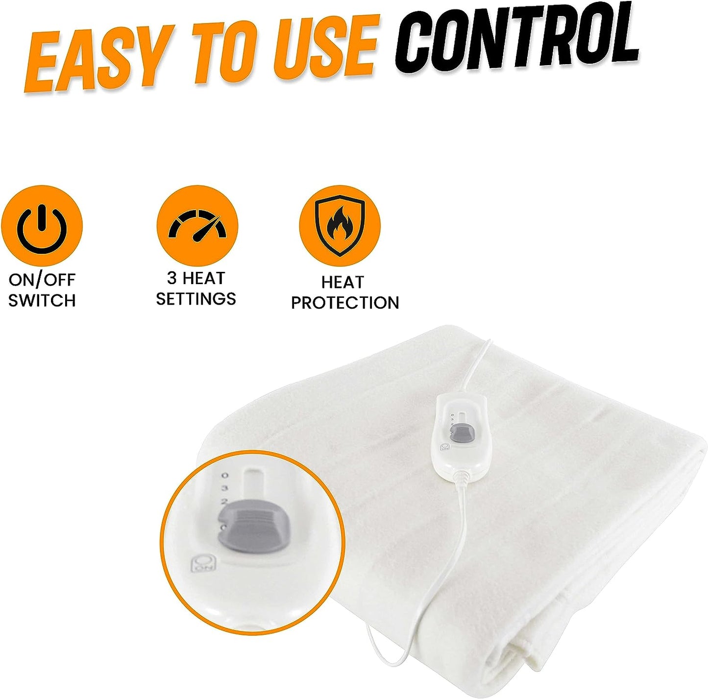 Ultra Soft Electric Heated Underblanket with with Adjustable Heat Settings & Overheat Protection in Single Double King Sizes by OLIVIA ROCCO Throw