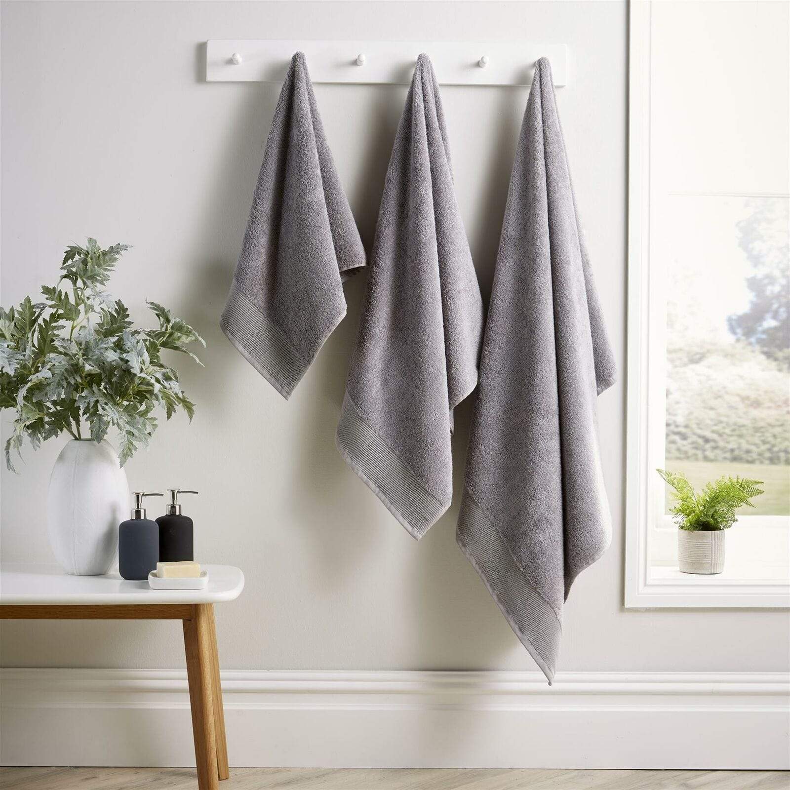 Bamboo Cotton Luxury 600GSM Eco-Friendly Bath Towels Highly Absorbent Durable and Soft Bathroom Essentials in Elegant Colours Designed in England by OLIVIA ROCCO HAND TOWEL / GREY Towels