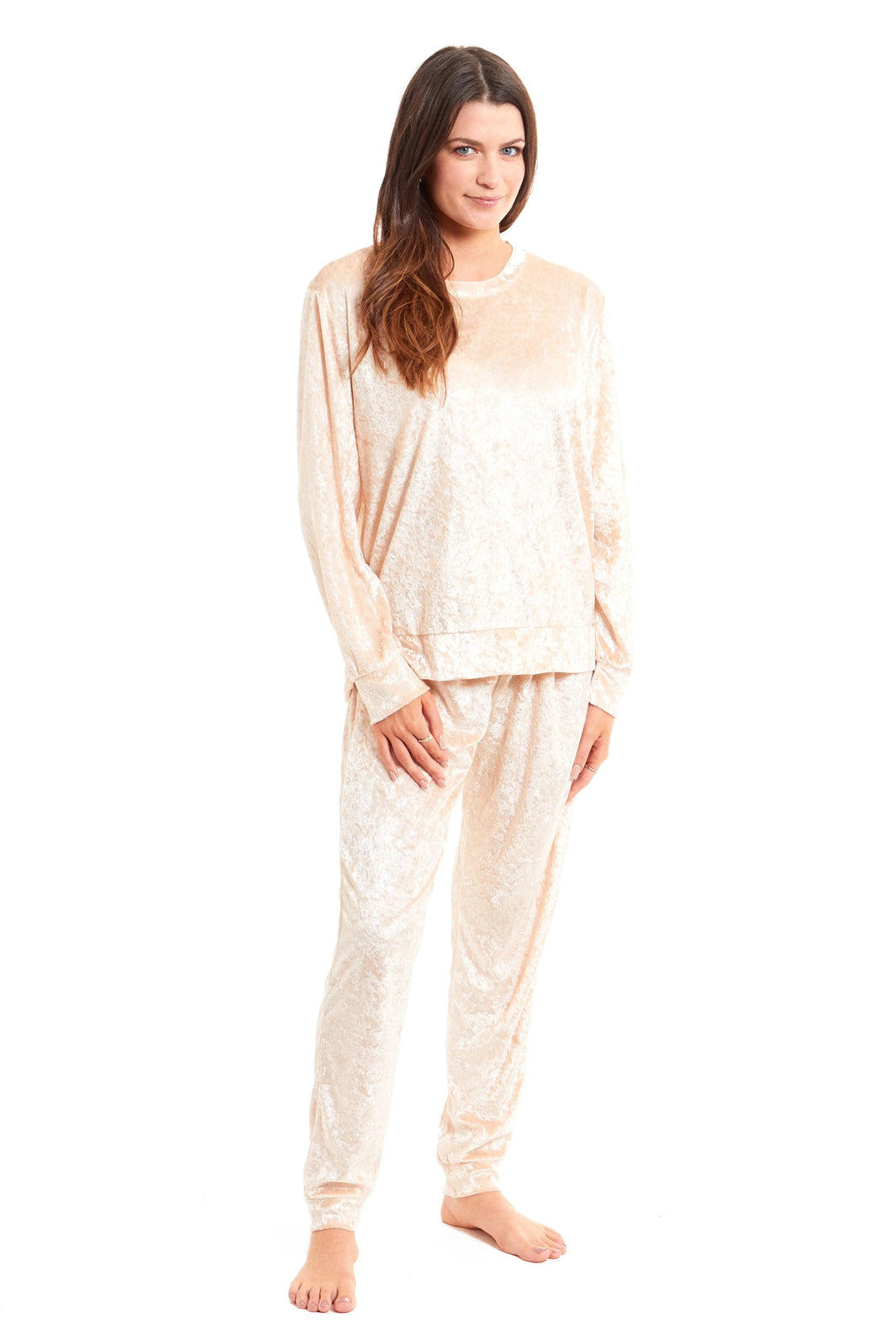 Women's Crushed Velvet Pyjama Set Soft Comfortable Loungewear Top and Pants Perfect Luxurious Nightwear Gift in Multiple Sizes and Elegant Colours by Daisy Dreamer SMALL | UK 8-10 / GOLD Pyjamas