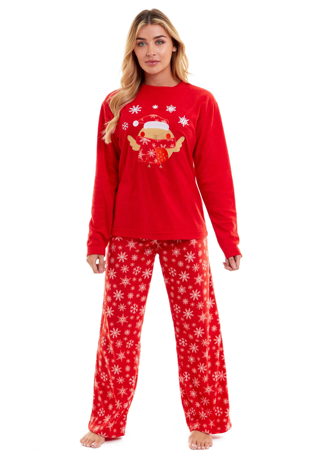 Women's Ultra Soft Polar Fleece Pyjama Set with Festive Robin Design Warm Winter Nightwear Comfortable Loungewear Christmas Gift by Daisy Dreamer SMALL | UK 8-10 Pyjamas