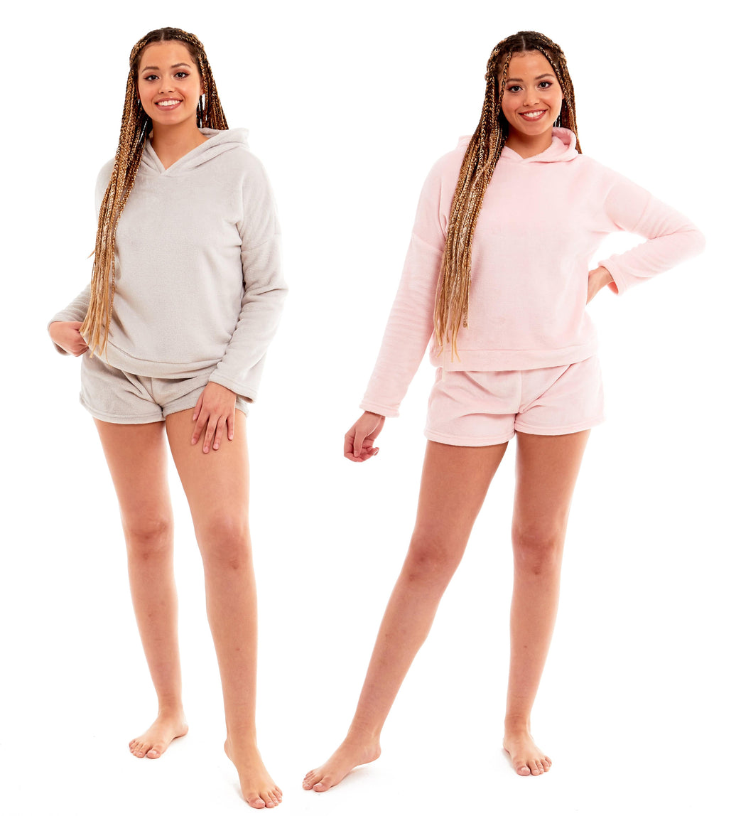 Women's Hooded Super Soft Fleece Pyjama Loungewear Set Comfortable Nightwear for Home Relaxation or Gift Multiple Colours Sizes 8-22 by Daisy Dreamer Pyjamas