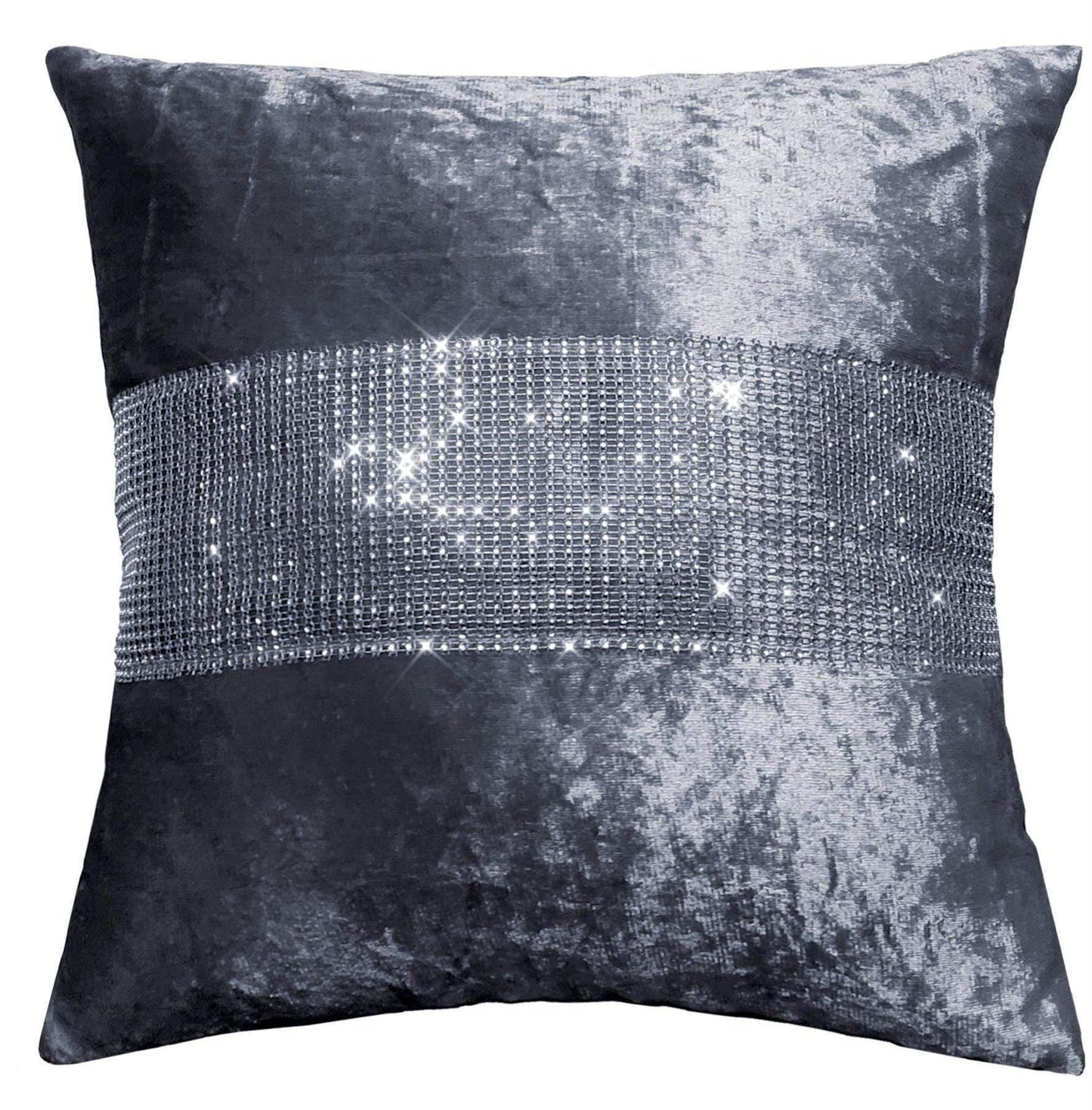 Diamante Crushed Velvet Blackout Curtains Elegant Fully Lined Eyelet Ring Top Various Sizes & Colours by OLIVIA ROCCO CUSHION COVER / SILVER Curtain