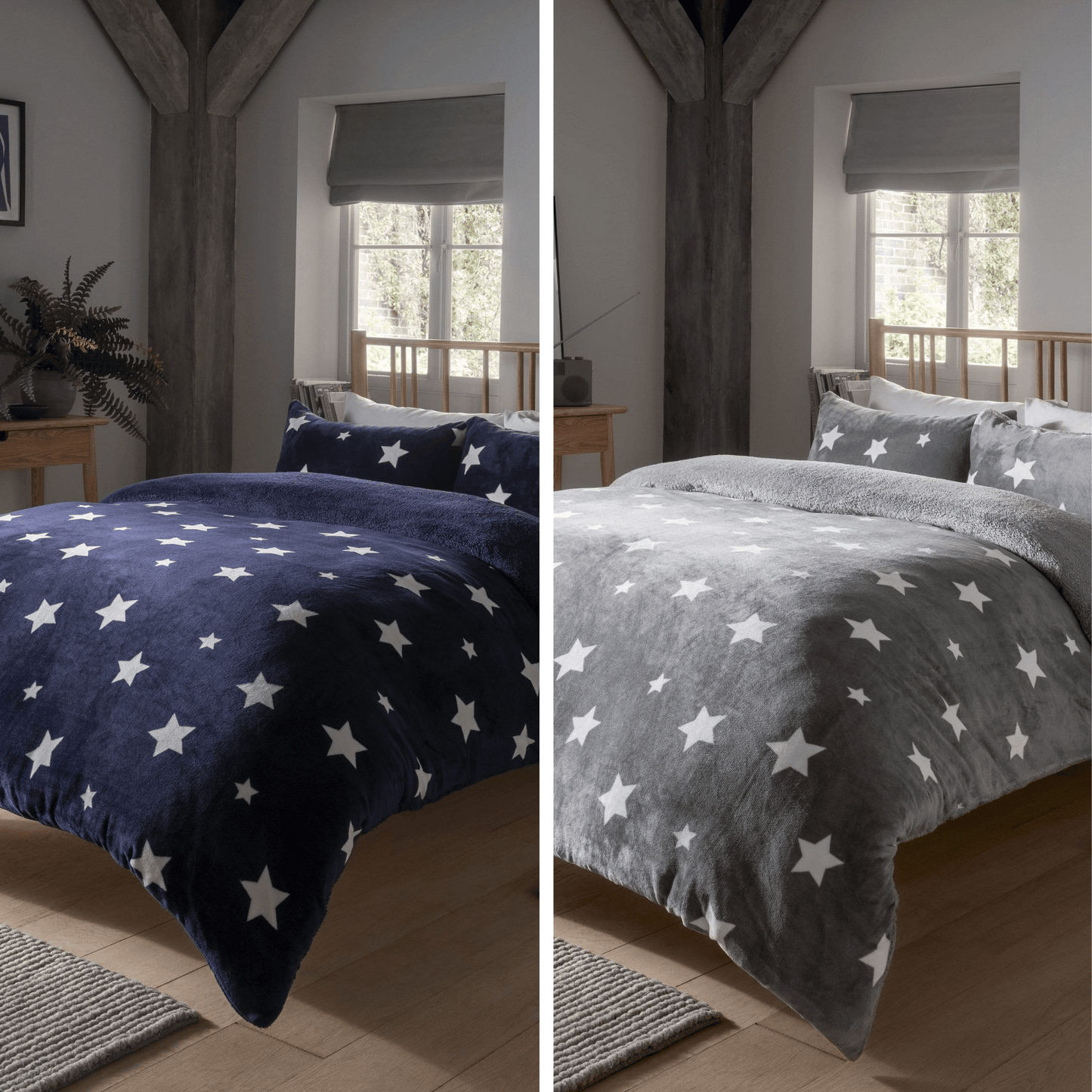 Dreamin Stars Luxurious Reversible Teddy Duvet Cover Set Super Soft Faux Fur Plush Bedding for Winter Nights Available in Single Double and King Sizes by OLIVIA ROCCO Duvet Cover