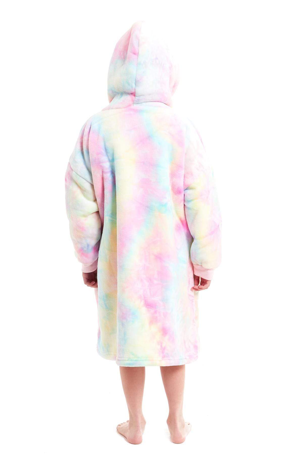Kids Oversized Hooded Fleece Blanket Ultra-Soft Sherpa Fur with Elastic Cuffs and Double Pocket for Ages 8-15 by Daisy Dreamer Hooded Blanket