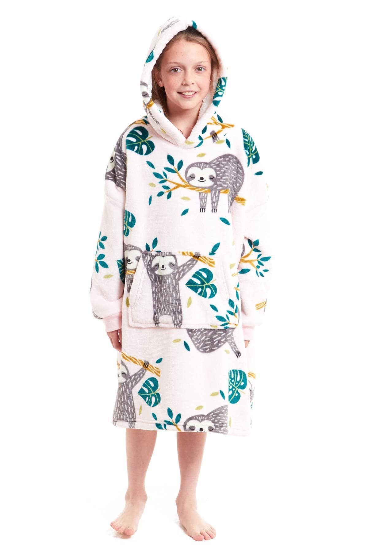 Kids Oversized Hooded Fleece Blanket Ultra-Soft Sherpa Fur with Elastic Cuffs and Double Pocket for Ages 8-15 by Daisy Dreamer Hooded Blanket