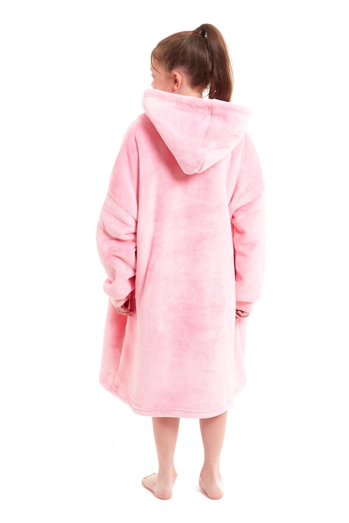 Kids Oversized Hooded Fleece Blanket Ultra-Soft Sherpa Fur with Elastic Cuffs and Double Pocket for Ages 8-15 by Daisy Dreamer Hooded Blanket