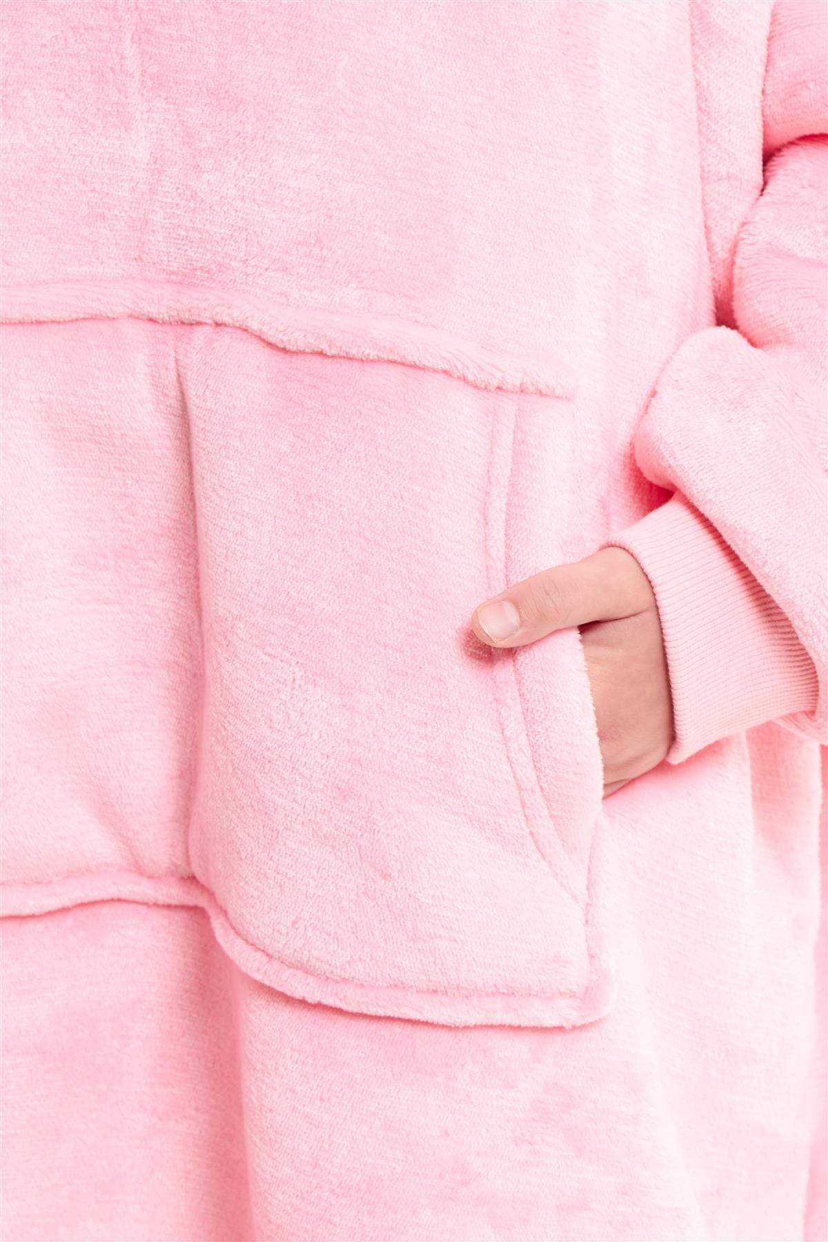 Kids Oversized Hooded Fleece Blanket Ultra-Soft Sherpa Fur with Elastic Cuffs and Double Pocket for Ages 8-15 by Daisy Dreamer Hooded Blanket