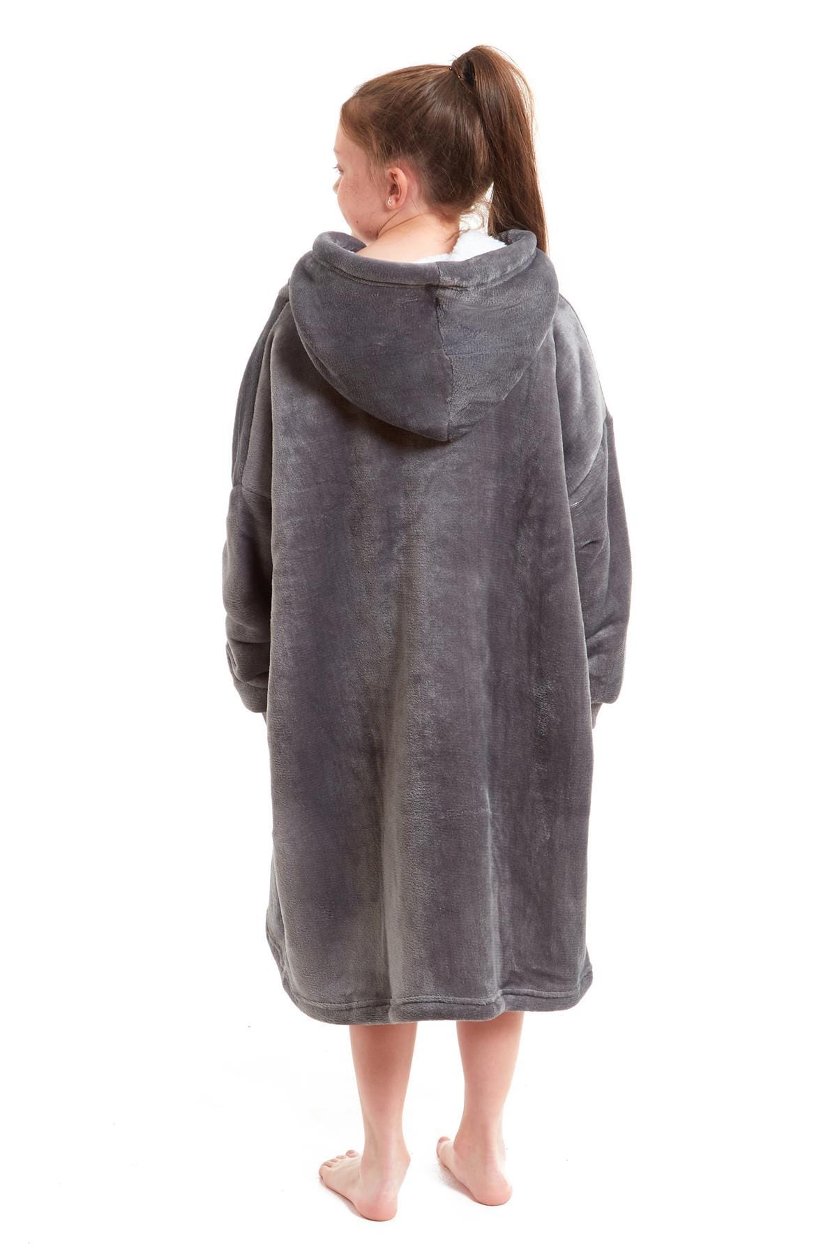 Kids Oversized Hooded Fleece Blanket Ultra-Soft Sherpa Fur with Elastic Cuffs and Double Pocket for Ages 8-15 by Daisy Dreamer Hooded Blanket