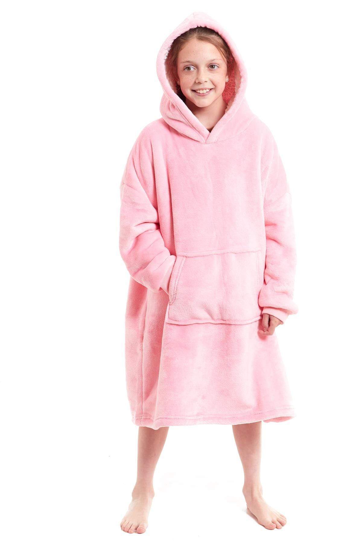 Kids Oversized Hooded Fleece Blanket Ultra-Soft Sherpa Fur with Elastic Cuffs and Double Pocket for Ages 8-15 by Daisy Dreamer Hooded Blanket