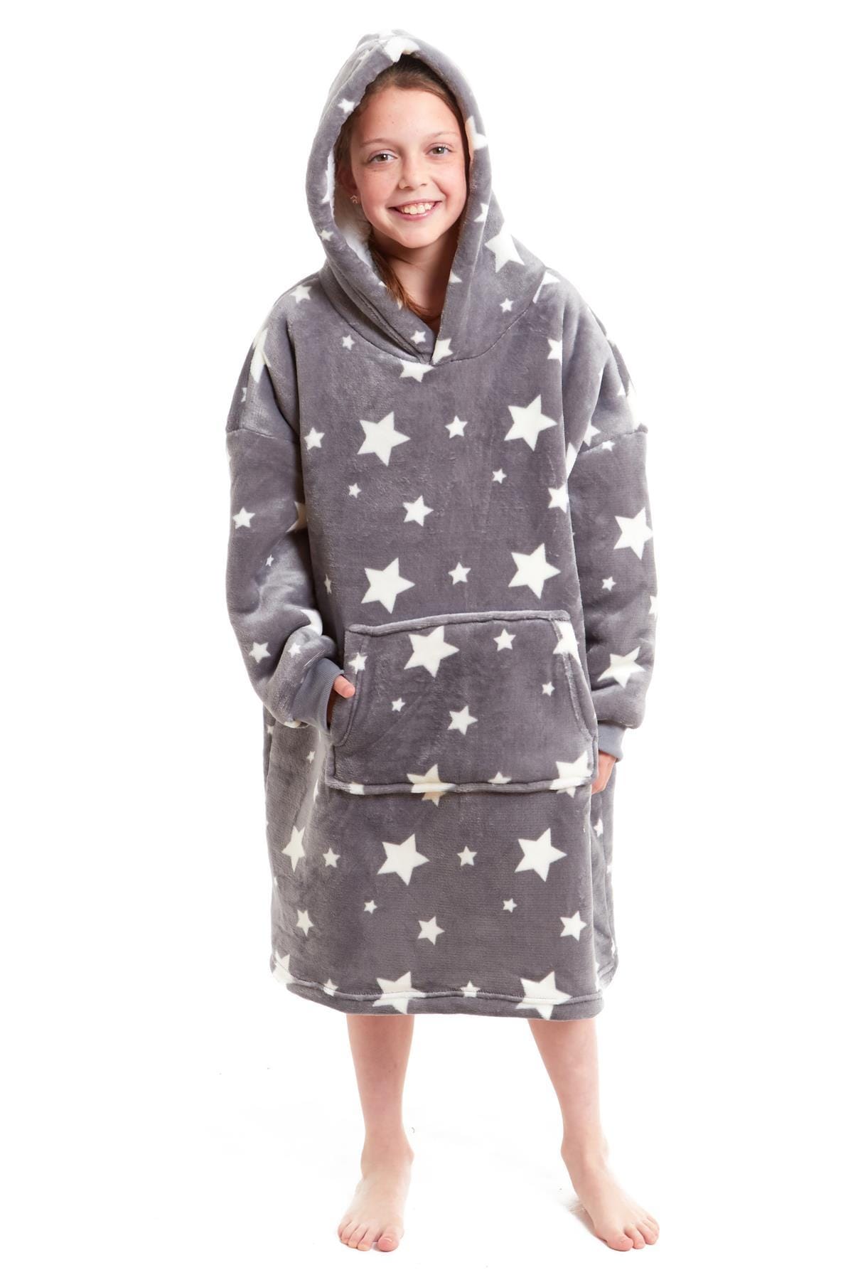 Kids Oversized Hooded Fleece Blanket Ultra-Soft Sherpa Fur with Elastic Cuffs and Double Pocket for Ages 8-15 by Daisy Dreamer Hooded Blanket
