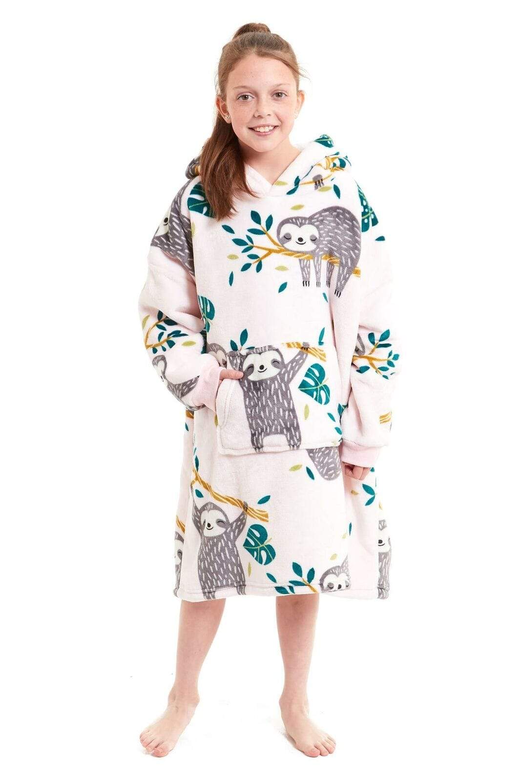 Kids Oversized Hooded Fleece Blanket Ultra-Soft Sherpa Fur with Elastic Cuffs and Double Pocket for Ages 8-15 by Daisy Dreamer Hooded Blanket