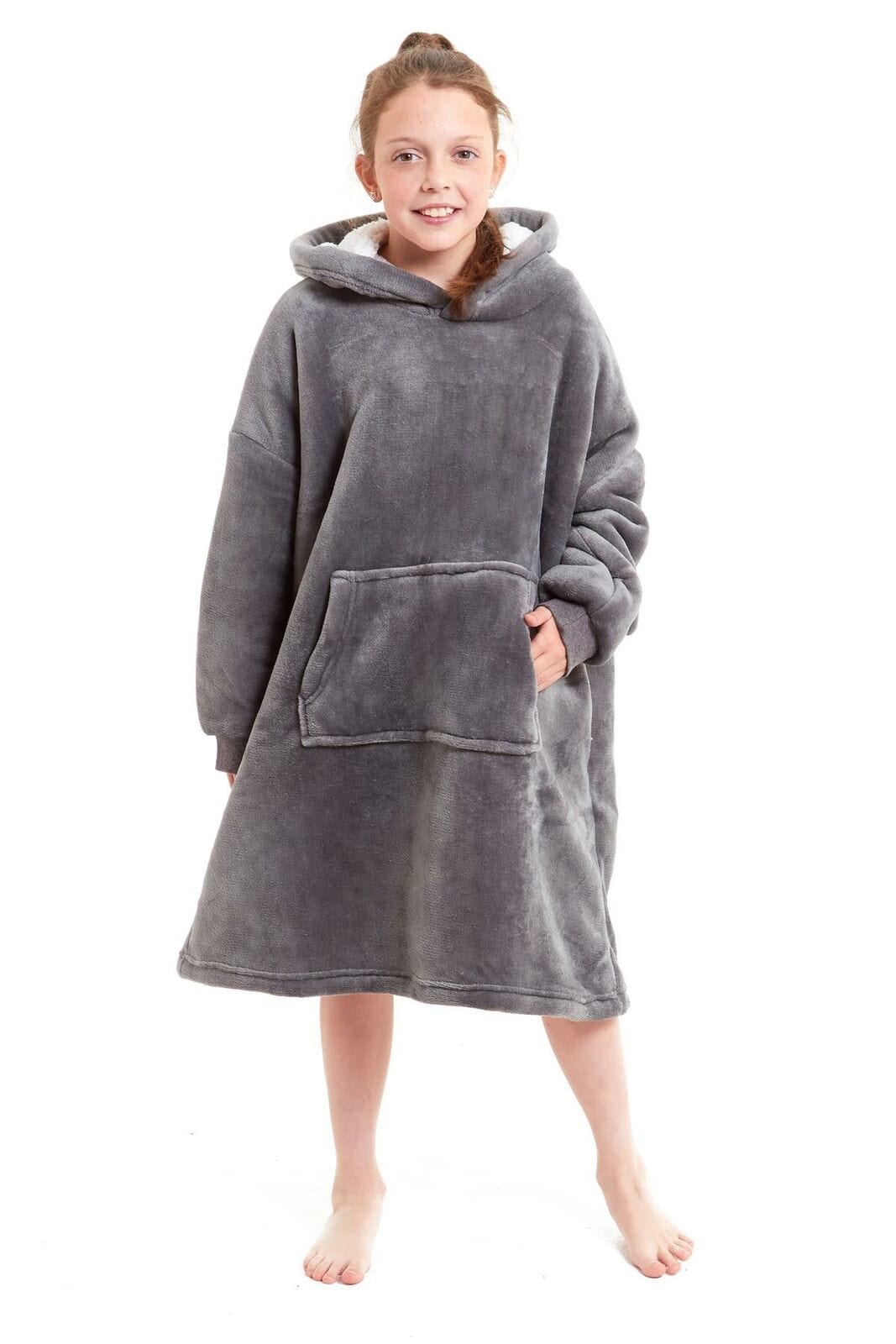 Kids Oversized Hooded Fleece Blanket Ultra-Soft Sherpa Fur with Elastic Cuffs and Double Pocket for Ages 8-15 by Daisy Dreamer Hooded Blanket