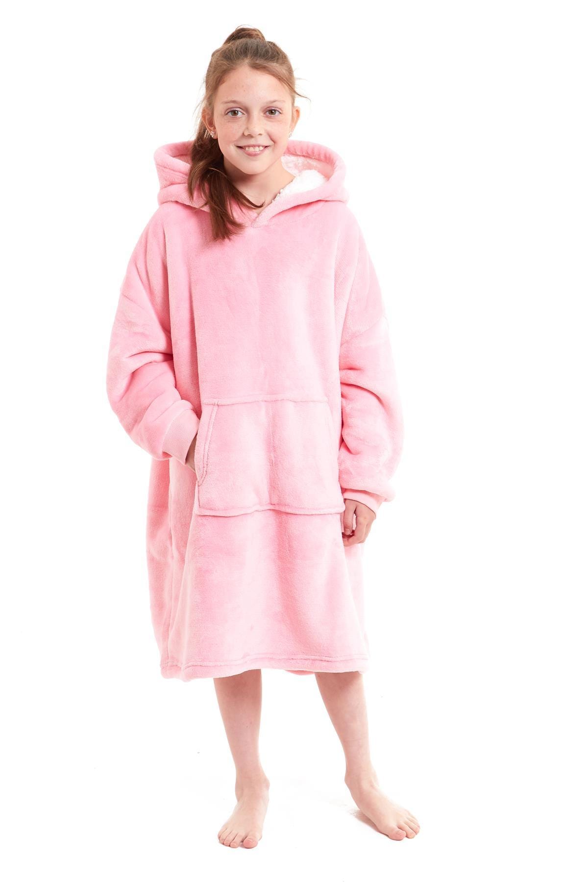 Kids Oversized Hooded Fleece Blanket Ultra-Soft Sherpa Fur with Elastic Cuffs and Double Pocket for Ages 8-15 by Daisy Dreamer Hooded Blanket