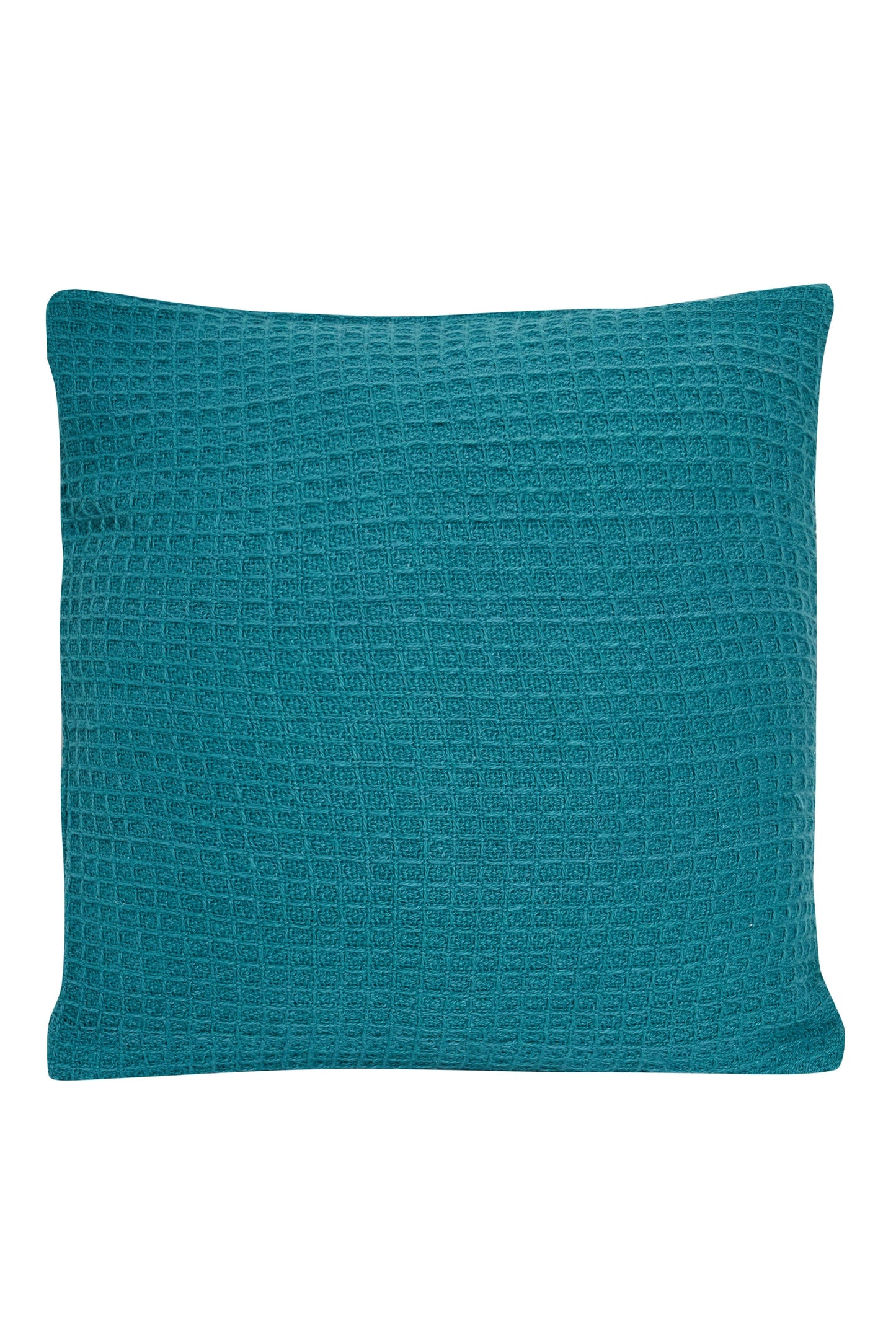Lisbon Pure Indian Cotton Handwoven Honeycomb Vibrant Cushion Covers for Indoor Outdoor Use in Grey Ochre Navy Teal Silver Pink 17x17 and 24x24 Inches by OLIVIA ROCCO TEAL / 43 x 43 cm Cushions