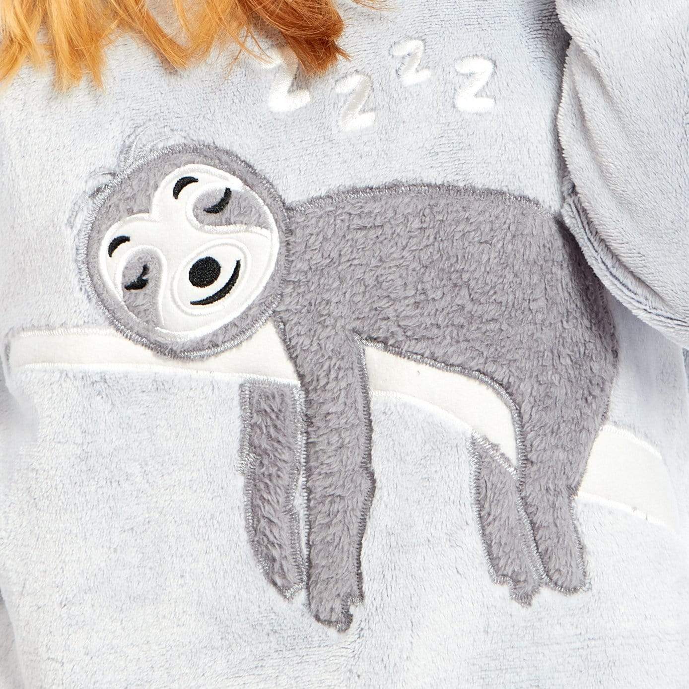 Matching Mother Daughter Plush Fleece Hooded Pyjama Set with Embroidered Sloth Design Ultra-Soft Sherpa-Lined Nightwear for Girls and Women by Daisy Dreamer Pyjamas