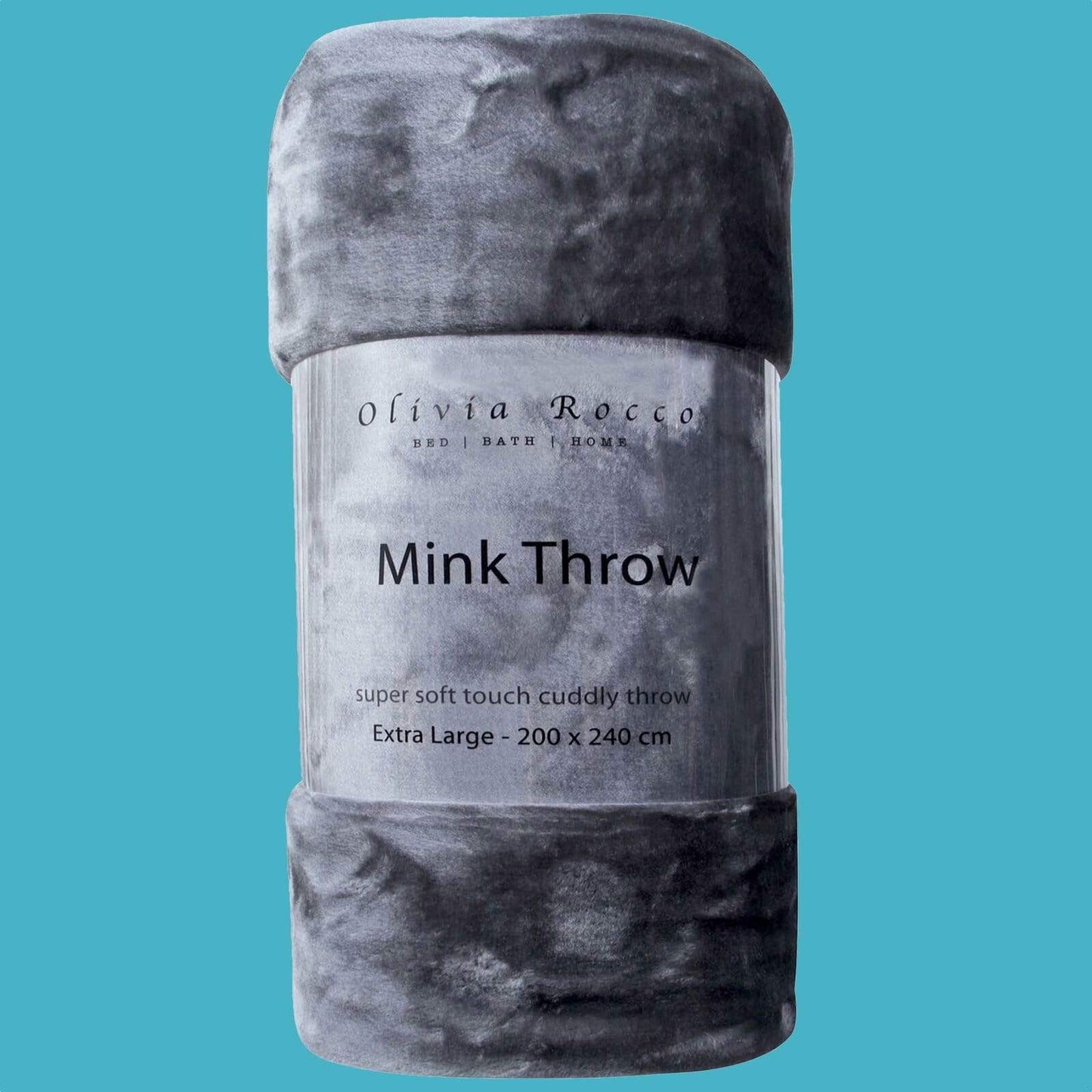 Mink Faux Fur Velvet Touch Extra Large Luxury Throw Blanket Soft Warm and Calming Colours for Bed & Sofa by OLIVIA ROCCO 150 x 200 cm / CHARCOAL Throw