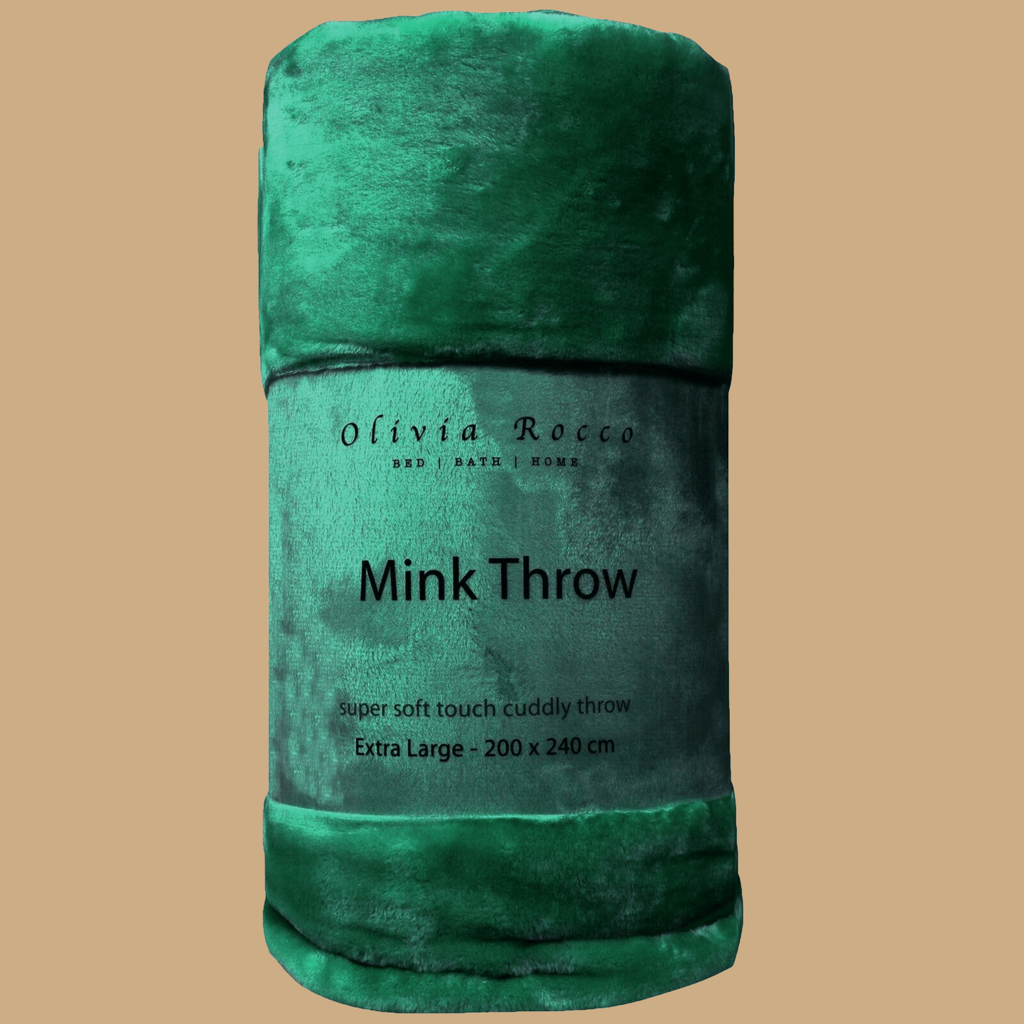 Mink Faux Fur Velvet Touch Extra Large Luxury Throw Blanket Soft Warm and Calming Colours for Bed & Sofa by OLIVIA ROCCO 150 x 200 cm / EMERALD GREEN Throw