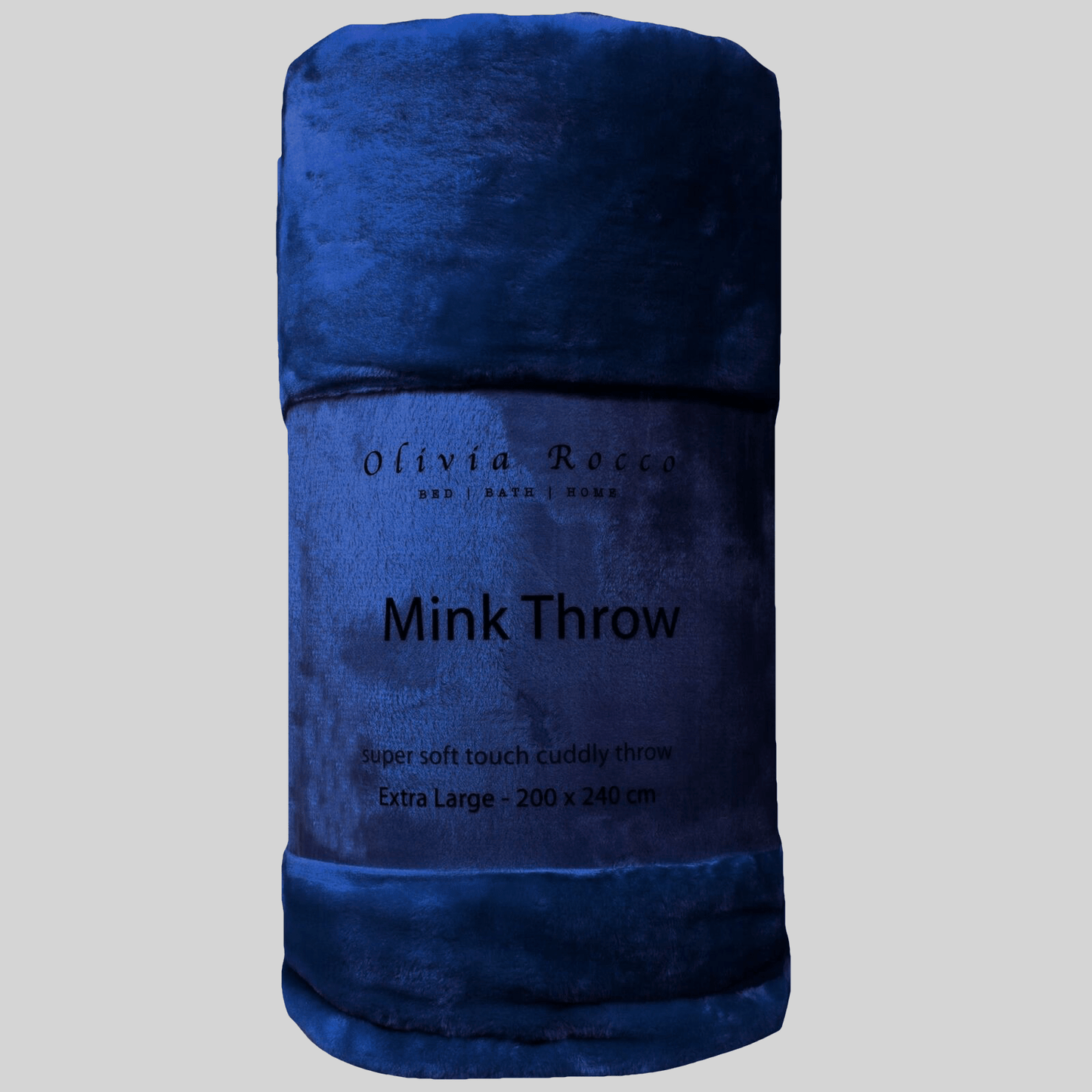 Mink Faux Fur Velvet Touch Extra Large Luxury Throw Blanket Soft Warm and Calming Colours for Bed & Sofa by OLIVIA ROCCO 150 x 200 cm / NAVY Throw