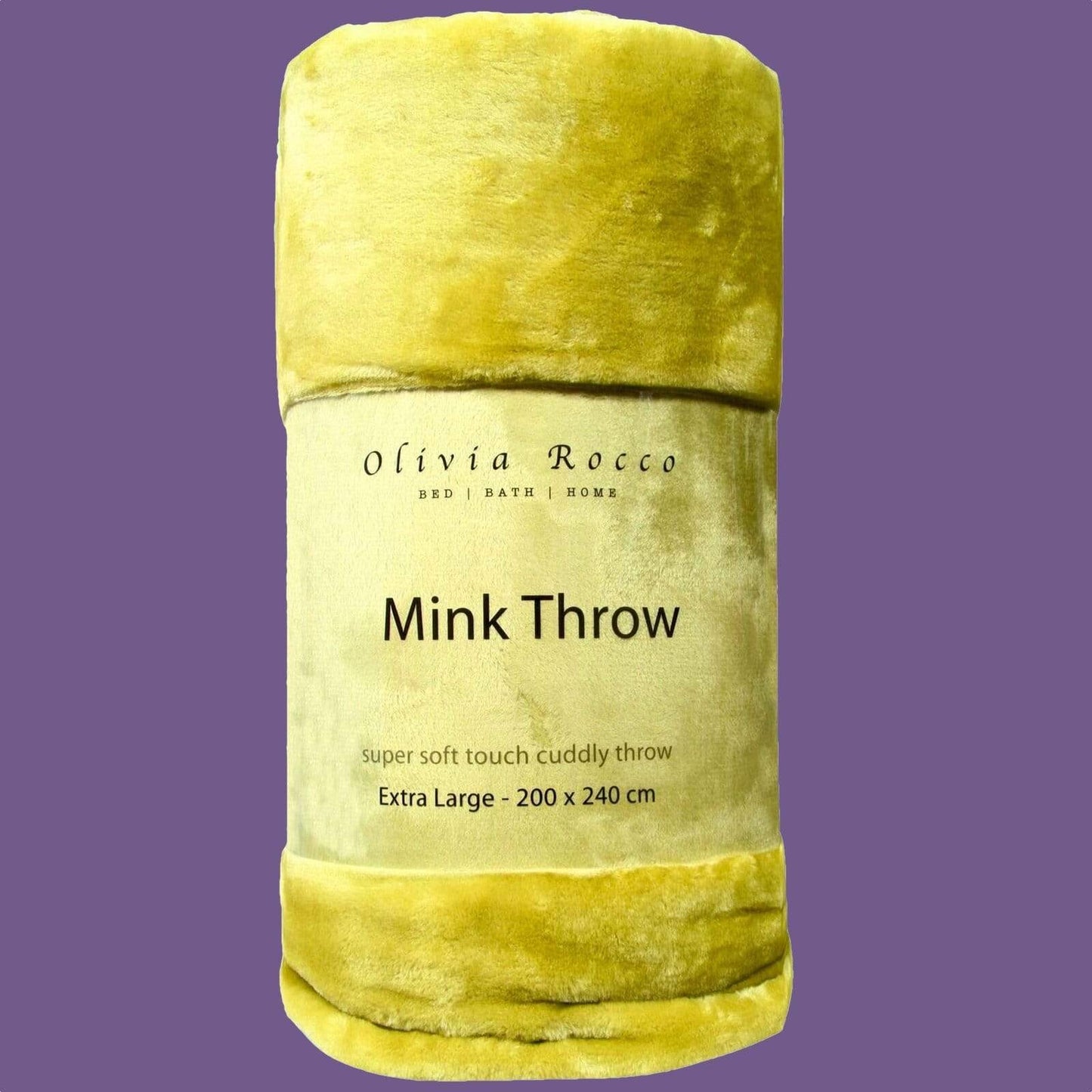 Mink Faux Fur Velvet Touch Extra Large Luxury Throw Blanket Soft Warm and Calming Colours for Bed & Sofa by OLIVIA ROCCO 150 x 200 cm / YELLOW Throw