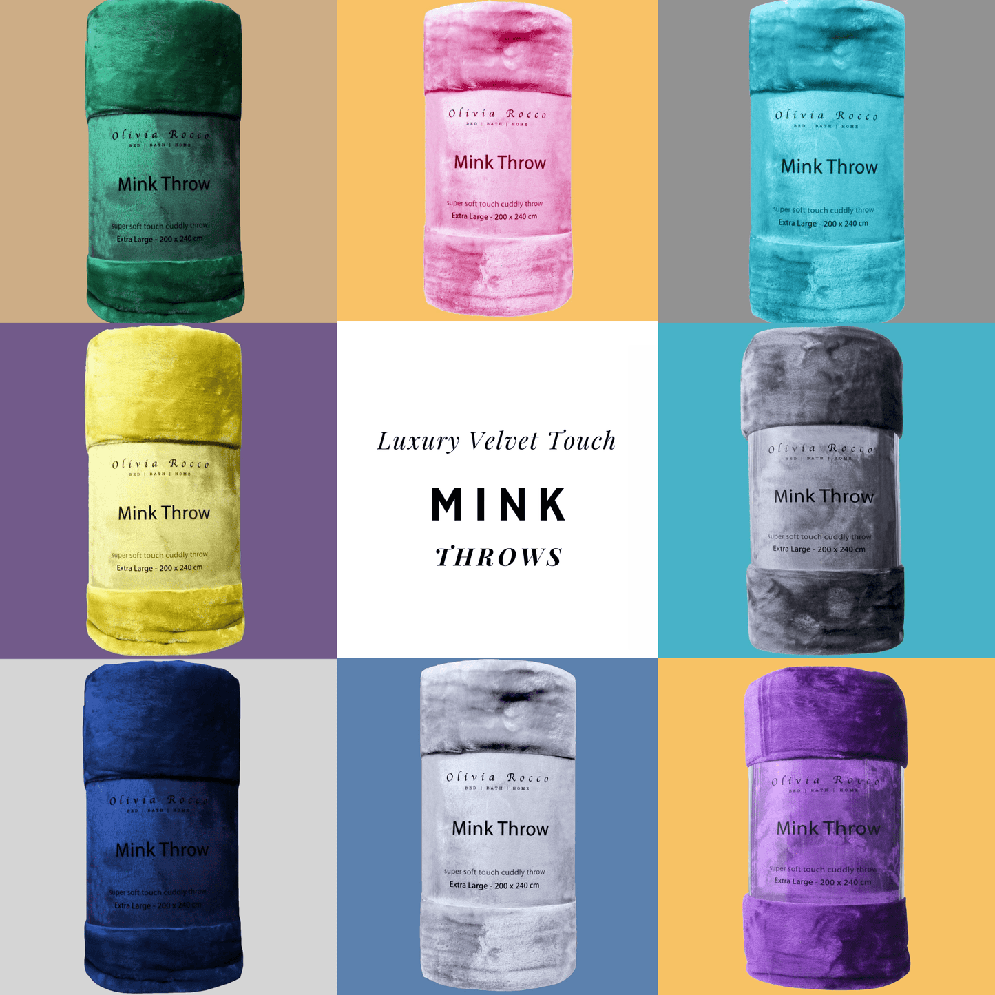 Mink Faux Fur Velvet Touch Extra Large Luxury Throw Blanket Soft Warm and Calming Colours for Bed & Sofa by OLIVIA ROCCO Throw