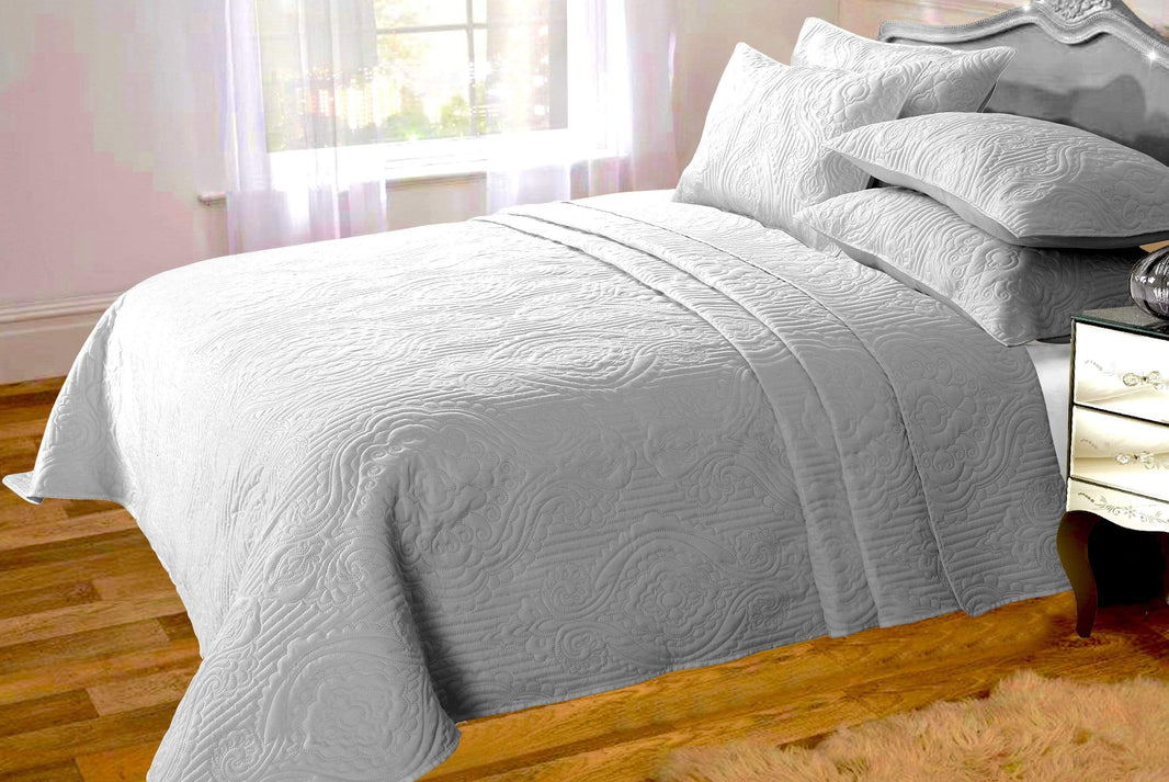 Sorrento Luxurious Embossed Quilted Bedspread Set with Versatile Comfort Ideal for Sofa or Bedding Available in Multiple Colours and Sizes by OLIVIA ROCCO GREY Bedspread