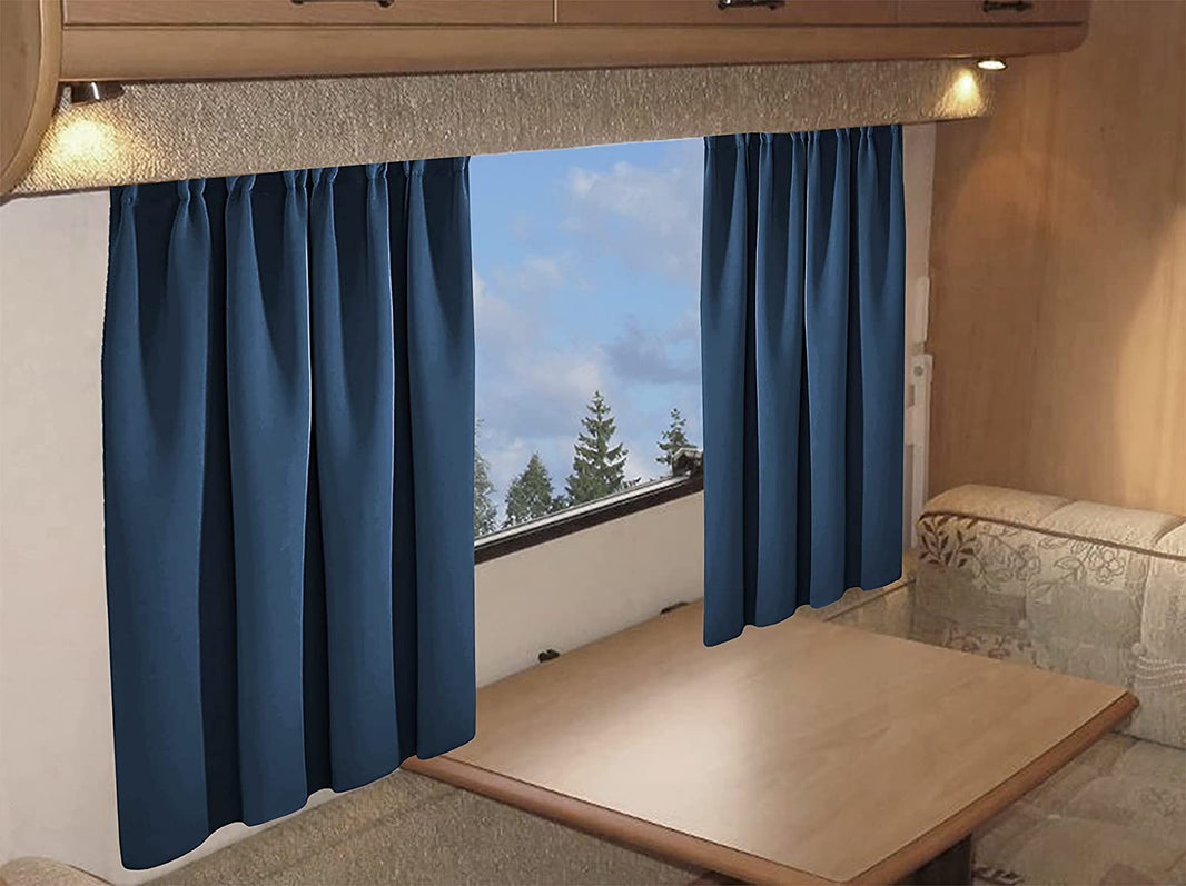 Blackout Thermal Curtains for Caravans and Campervans 100% Light Blocking 11 Colour Options Energy Efficient Pencil Pleat Panels by OLIVIA ROCCO 45” x 38” / NAVY Curtain