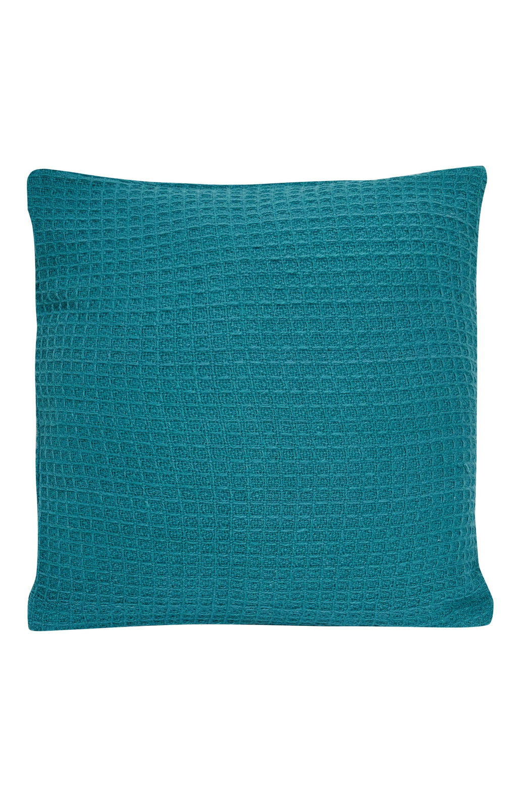 Lisbon Pure Indian Cotton Handwoven Honeycomb Vibrant Cushion Covers for Indoor Outdoor Use in Grey Ochre Navy Teal Silver Pink 17x17 and 24x24 Inches by OLIVIA ROCCO TEAL / 43 x 43 cm Cushions