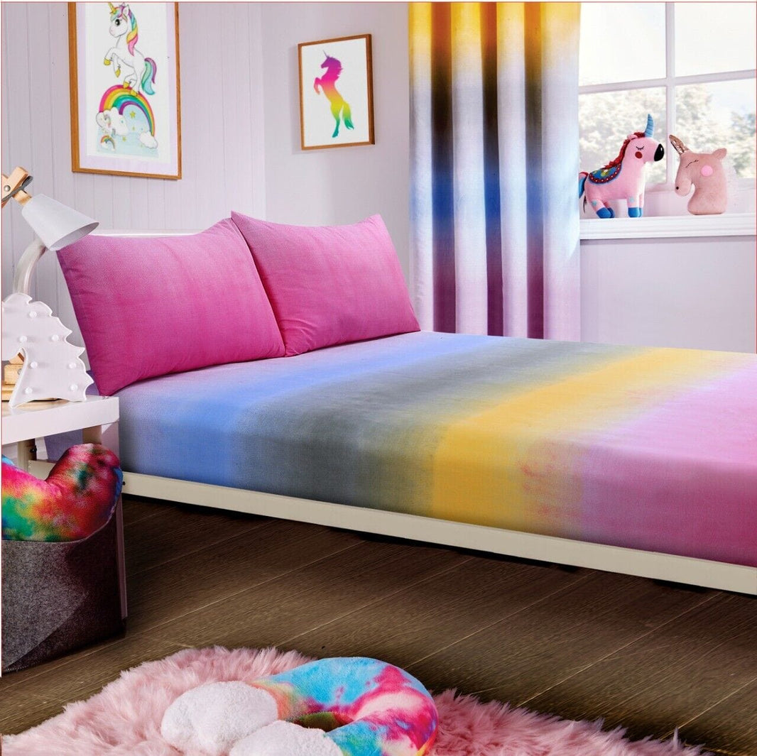 Unicorn Rainbow Kids Duvet Set Magical Unicorn Bedding for Children Vibrant Cotton Blend Single and Double Sizes by OLIVIA ROCCO SINGLE SHEET SET Duvet Cover