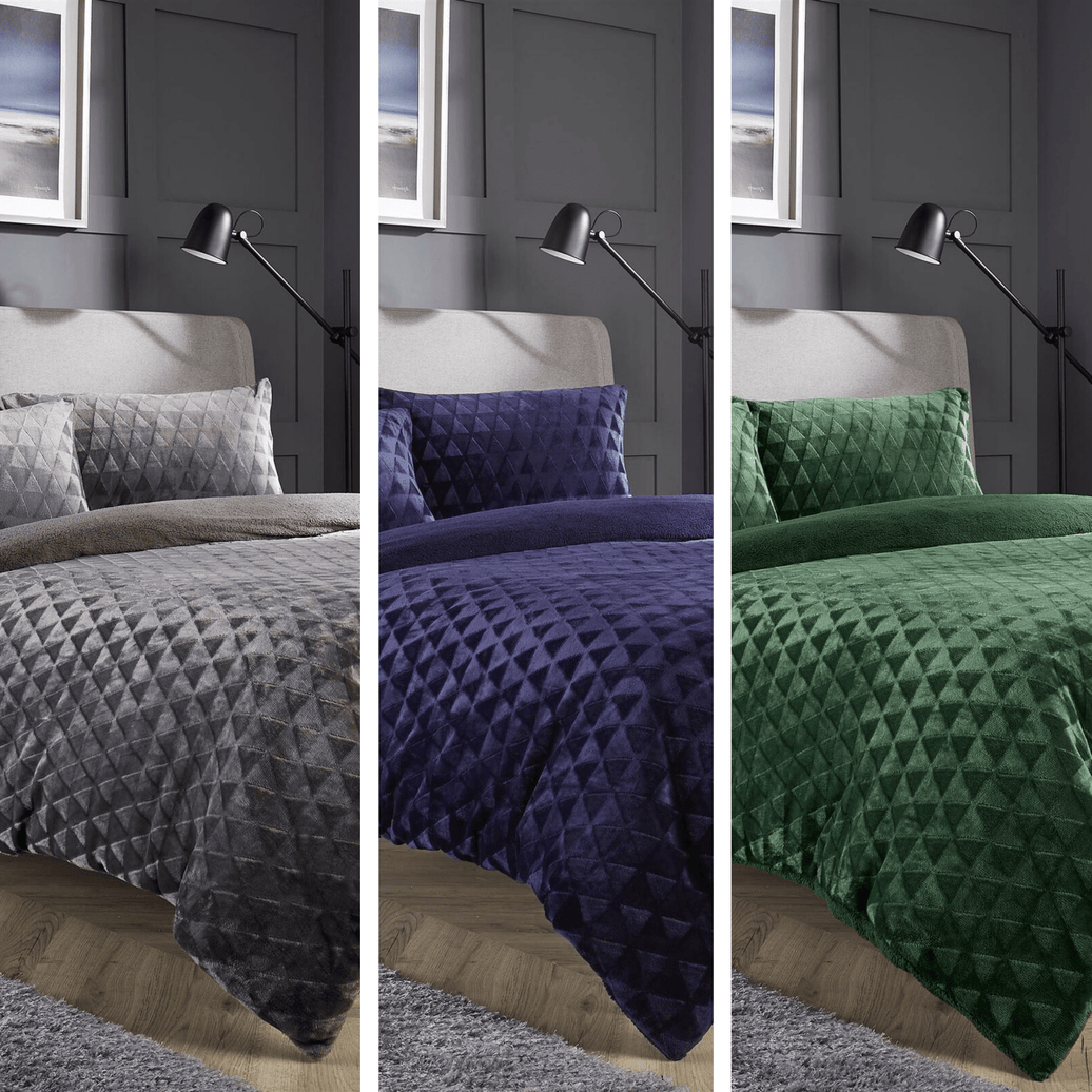 Geometric Reversible Teddy Bear Faux Fur Duvet Set Super Soft and Fluffy Bedding OEKO-TEX Certified by OLIVIA ROCCO Duvet Cover