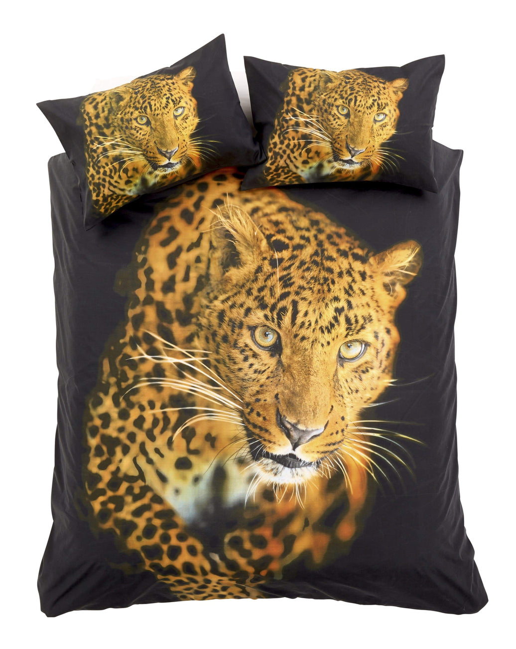 Leopard Print 3D Photo Panel Duvet Set Cotton Rich OEKO-TEX Certified Bedding in Single Double King Sizes by OLIVIA ROCCO SINGLE Duvet Cover