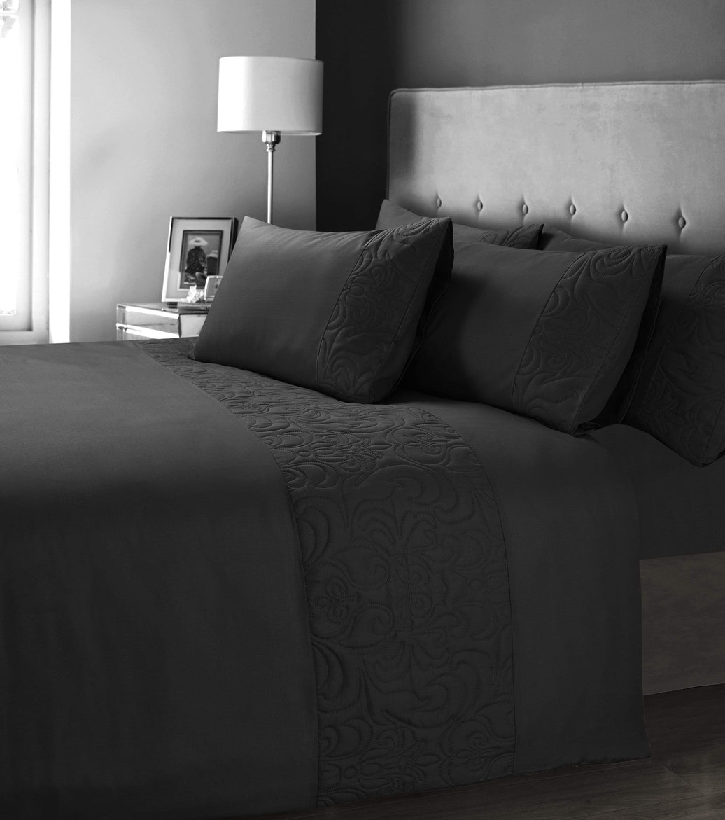 Venezia Embellished Duvet Set Luxurious Cosy and Easy Care Quilt Cover in Various Colours and Sizes by OLIVIA ROCCO SINGLE / BLACK Duvet Cover