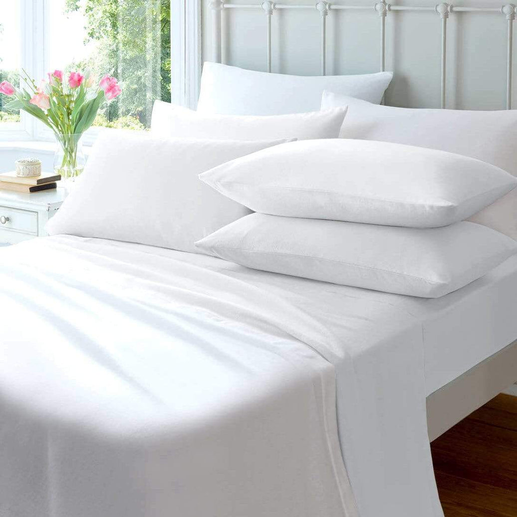 Flannelette Super Soft Luxurious 100% Cotton Brushed Flat Sheet OEKO-TEX Certified Premium Quality Bedding in Various Sizes and Colours by OLIVIA ROCCO SINGLE / WHITE Flat Sheet