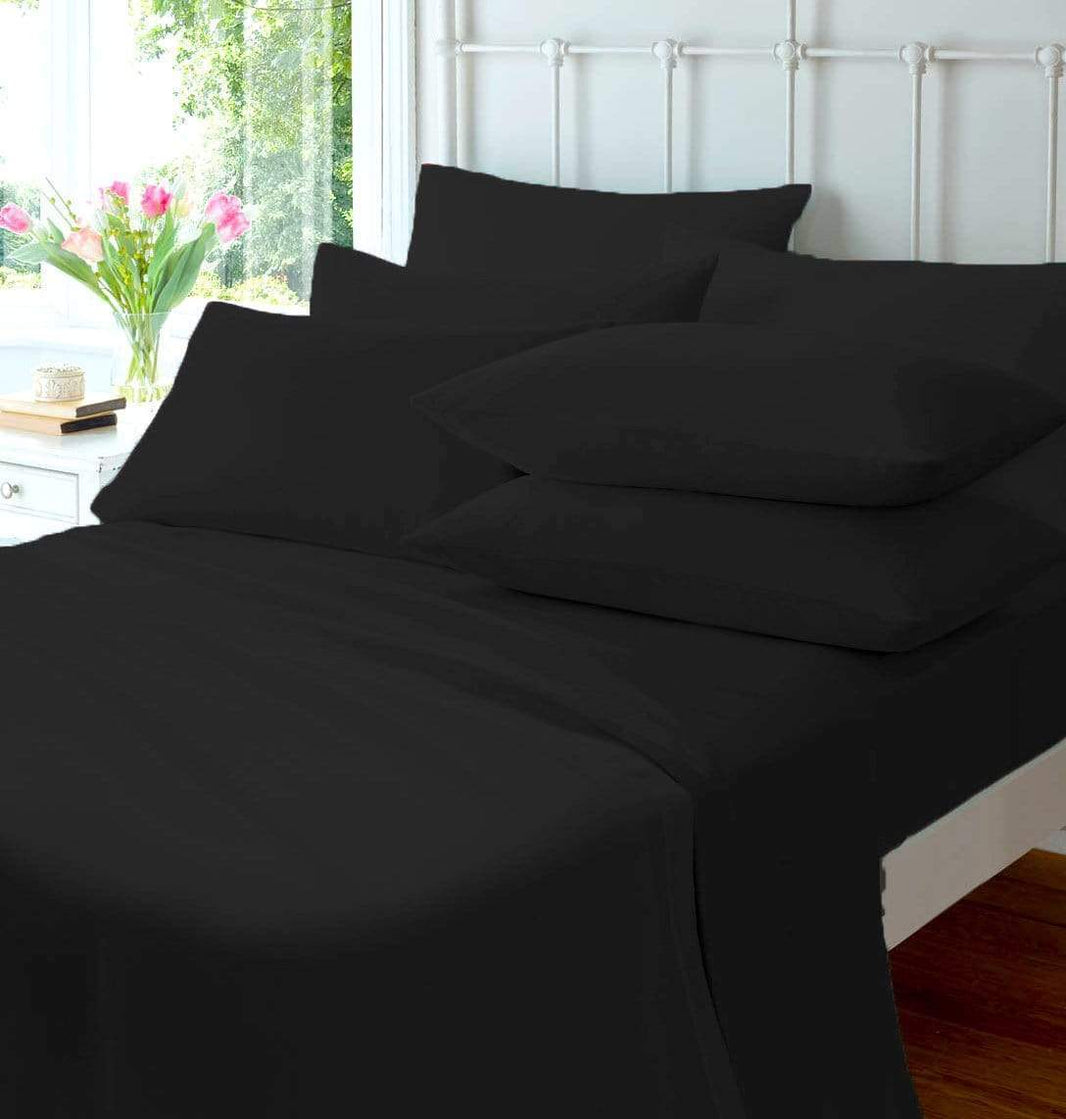 Flannelette Super Soft Luxurious 100% Cotton Brushed Flat Sheet OEKO-TEX Certified Premium Quality Bedding in Various Sizes and Colours by OLIVIA ROCCO SINGLE / BLACK Flat Sheet