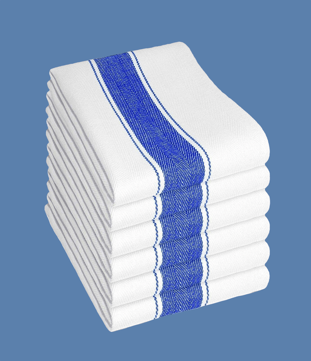 Pack of 6 Herringbone 100 Cotton High Absorbency Tea Towels Durable Luxurious Kitchen Dish Cloths 50 x 75 cm by OLIVIA ROCCO BLUE Tea Towel