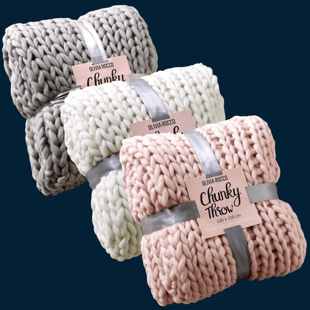 Handmade Chunky Cable Knit Throw Luxurious Oversized Super Soft Fleece Blanket for Sofa Bed Decor, Vibrant Bold Colors Cozy Stylish Home Gift by OLIVIA ROCCO Throw