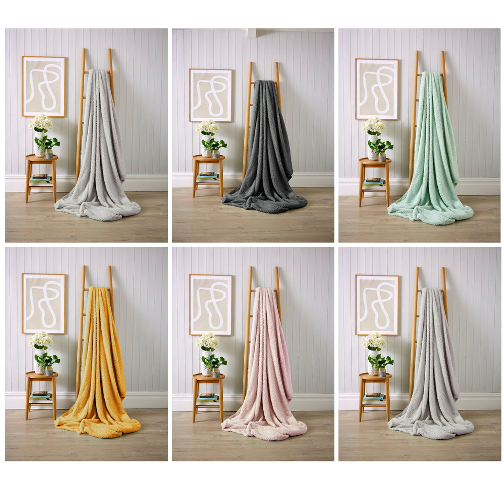 Oversized Fluffy Huggable Teddy Throw Blanket Super Soft Faux Fur Fleece for Sofa or Bed Luxurious Comfort and Warmth in Stylish Colours by OLIVIA ROCCO Throw