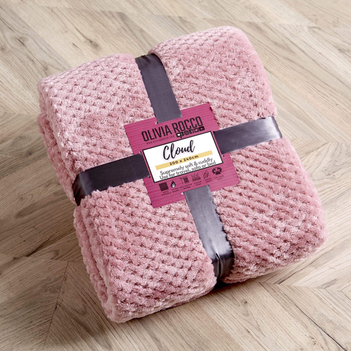 Oversized Chunky Soft Fleece Blanket Cloud Throw Faux Fur Polyester Blend Warm Stylish Home Decor Double King Beds Sofas by OLIVIA ROCCO Throw