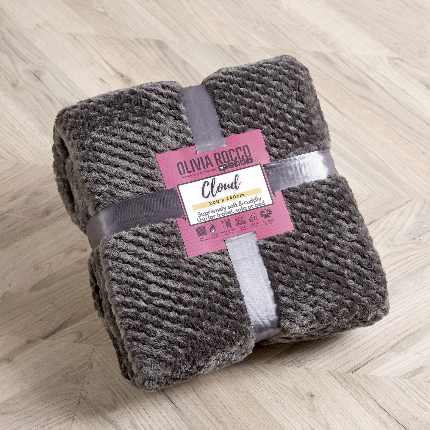 Oversized Chunky Soft Fleece Blanket Cloud Throw Faux Fur Polyester Blend Warm Stylish Home Decor Double King Beds Sofas by OLIVIA ROCCO Throw