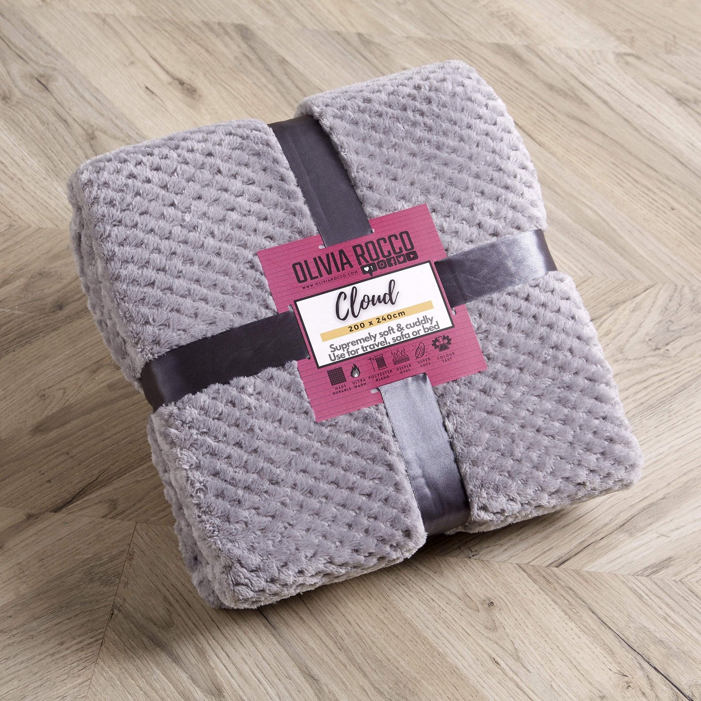 Oversized Chunky Soft Fleece Blanket Cloud Throw Faux Fur Polyester Blend Warm Stylish Home Decor Double King Beds Sofas by OLIVIA ROCCO Throw