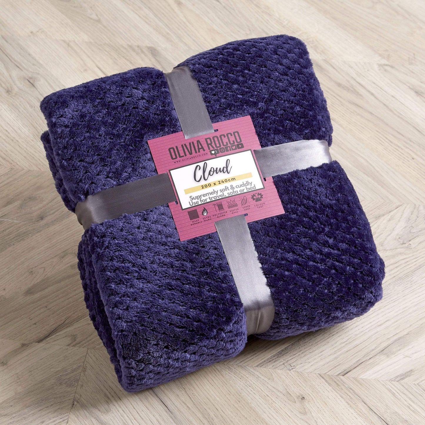 Oversized Chunky Soft Fleece Blanket Cloud Throw Faux Fur Polyester Blend Warm Stylish Home Decor Double King Beds Sofas by OLIVIA ROCCO Throw