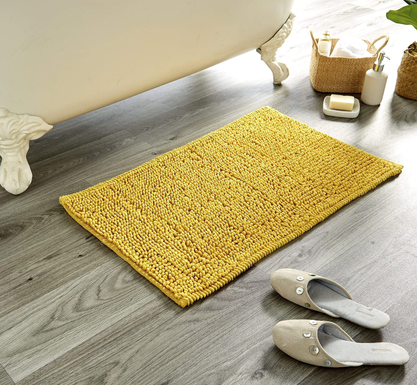 Pebbles Micro Bobble Eco-Friendly Pure Indian Cotton Hand-Woven Bath Mat with Knitted Design for Comfort and Durability by OLIVIA ROCCO OCHRE Bath Mat