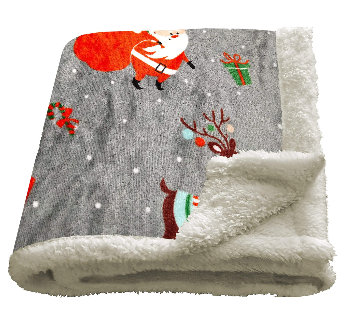 Santa Christmas Presents Reversible Teddy Fleece Duvet Cover Set Luxurious Faux Fur Bedding, Warm and Cozy Holiday Comfort OEKO-TEX Certified by OLIVIA ROCCO THROW Duvet Cover