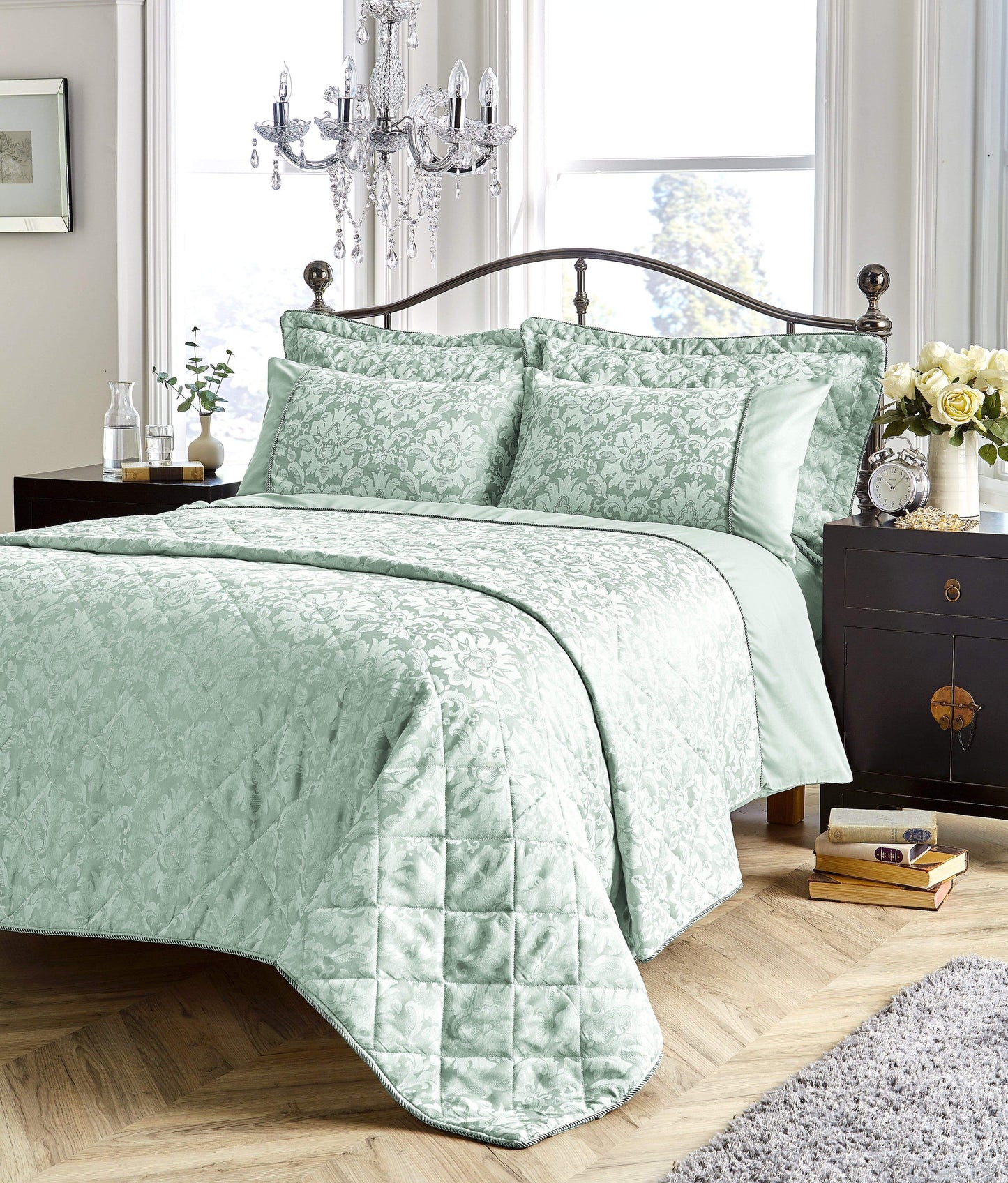 Savoy Luxurious Hand Woven Jacquard Cotton Quilt Cover Duvet Sets OEKO-TEX Certified High-Quality Bedding Multiple Sizes and Colours by OLIVIA ROCCO SINGLE / DUCKEGG Duvet Cover