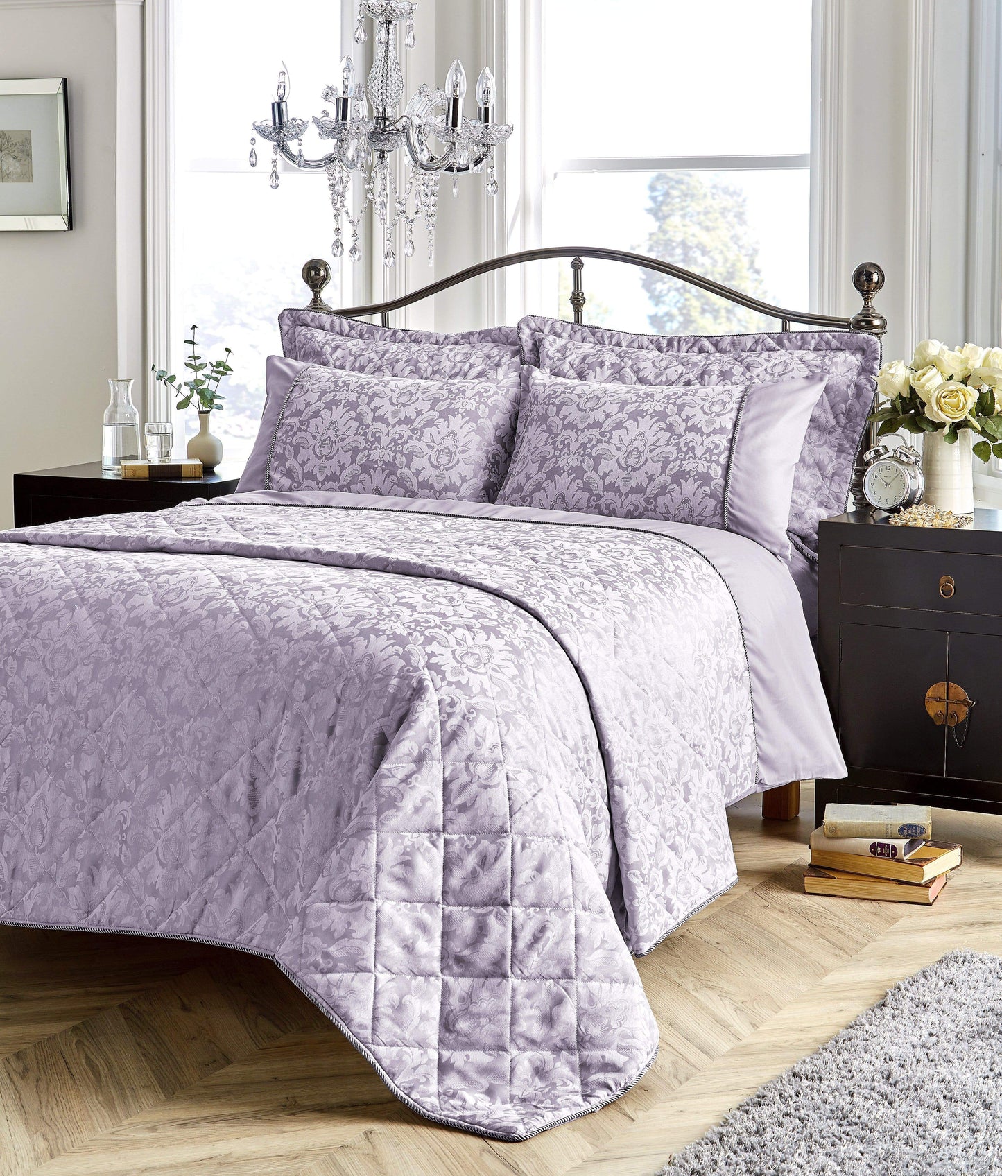 Savoy Luxurious Hand Woven Jacquard Cotton Quilt Cover Duvet Sets OEKO-TEX Certified High-Quality Bedding Multiple Sizes and Colours by OLIVIA ROCCO SINGLE / LILAC Duvet Cover