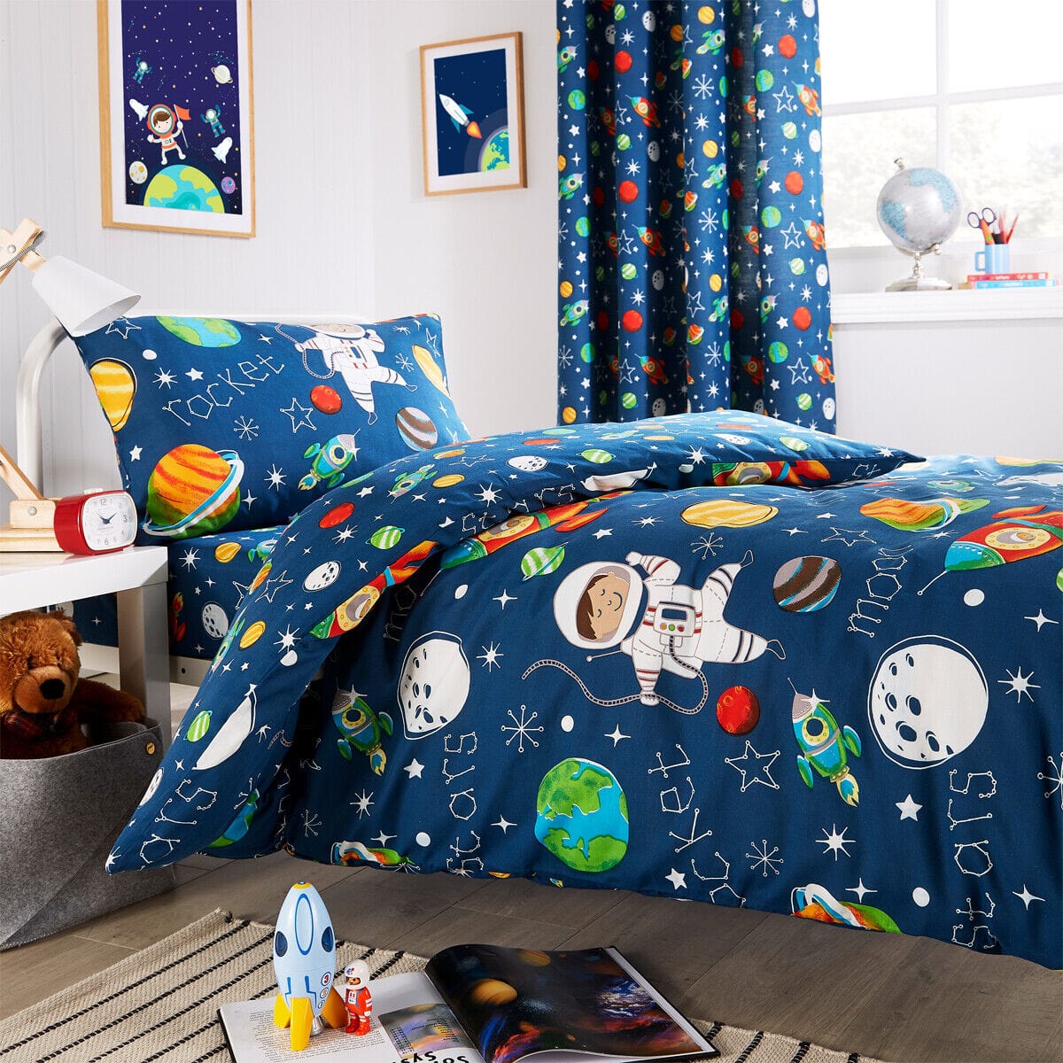 Space Explorer Kids Duvet Cover Set with Pillowcase Cotton Blend